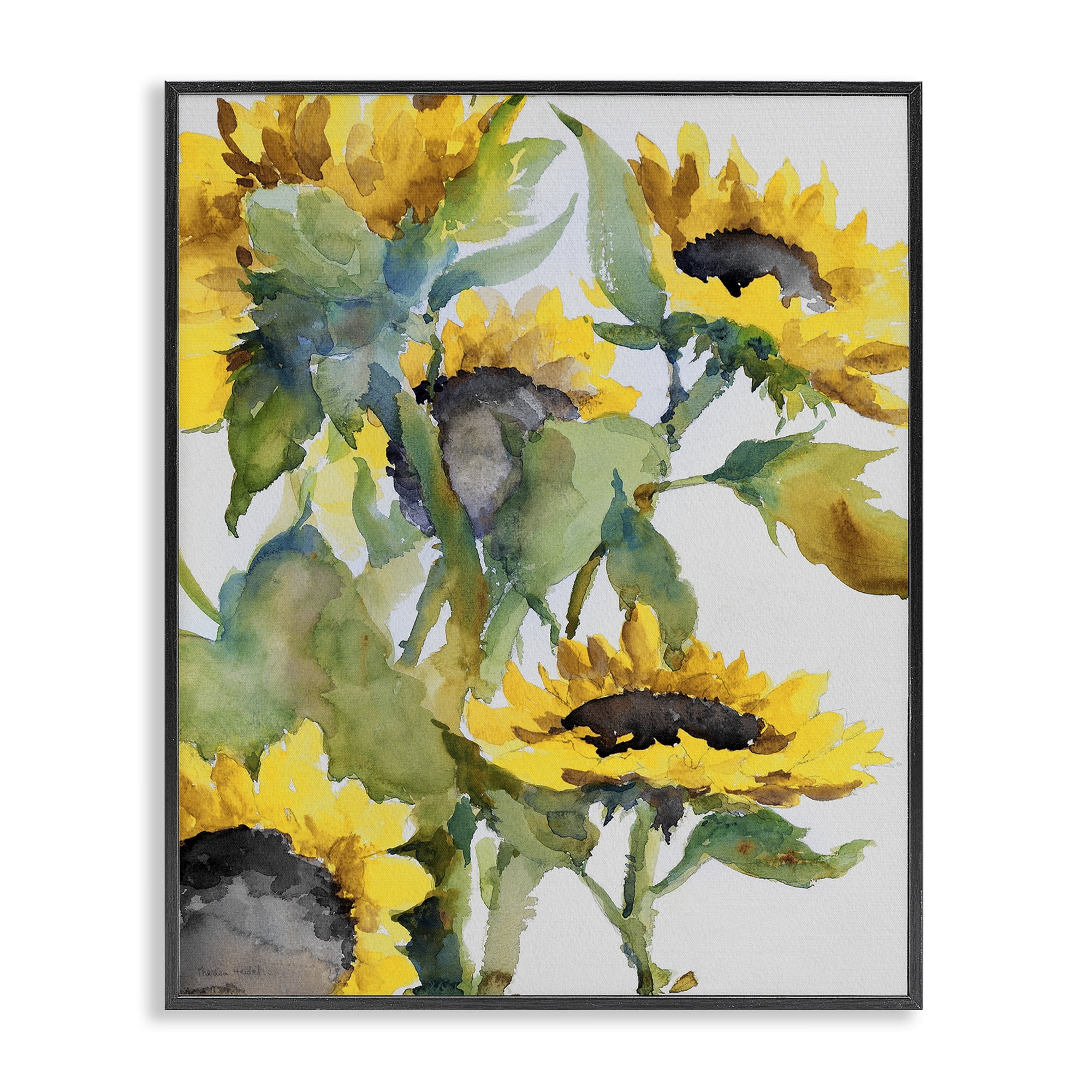 Stupell Industries Bright Blooming Sunflowers Botanical & Floral Painting Black Framed Art Print Wall Art, 24 x 30
