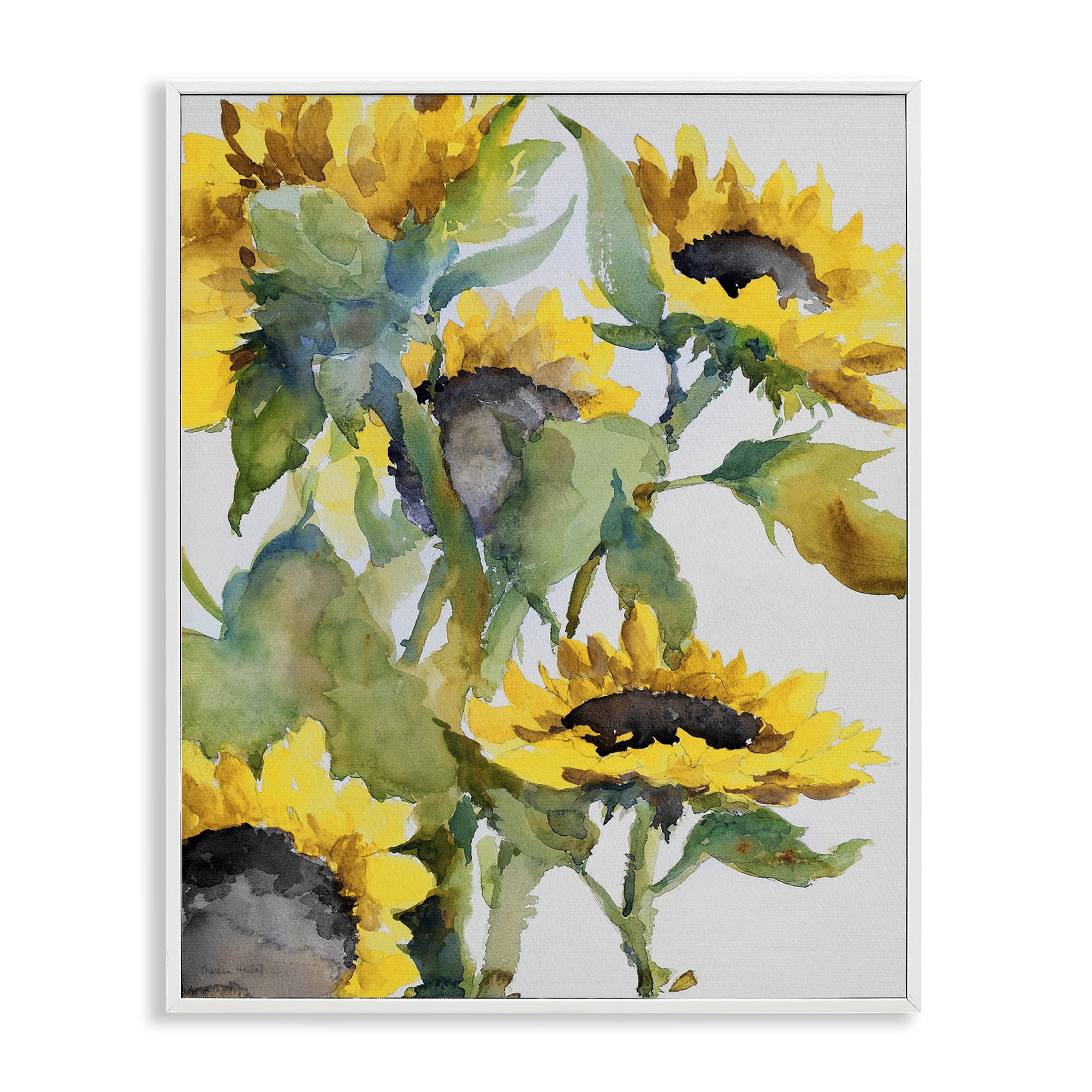 Stupell Industries Bright Blooming Sunflowers Botanical & Floral Painting White Framed Art Print Wall Art, 11 x 14