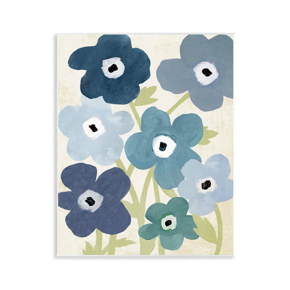 Stupell Industries Bright Blue Garden Buds Floral Painting Unframed Art Print Wall Art, 11 x 14