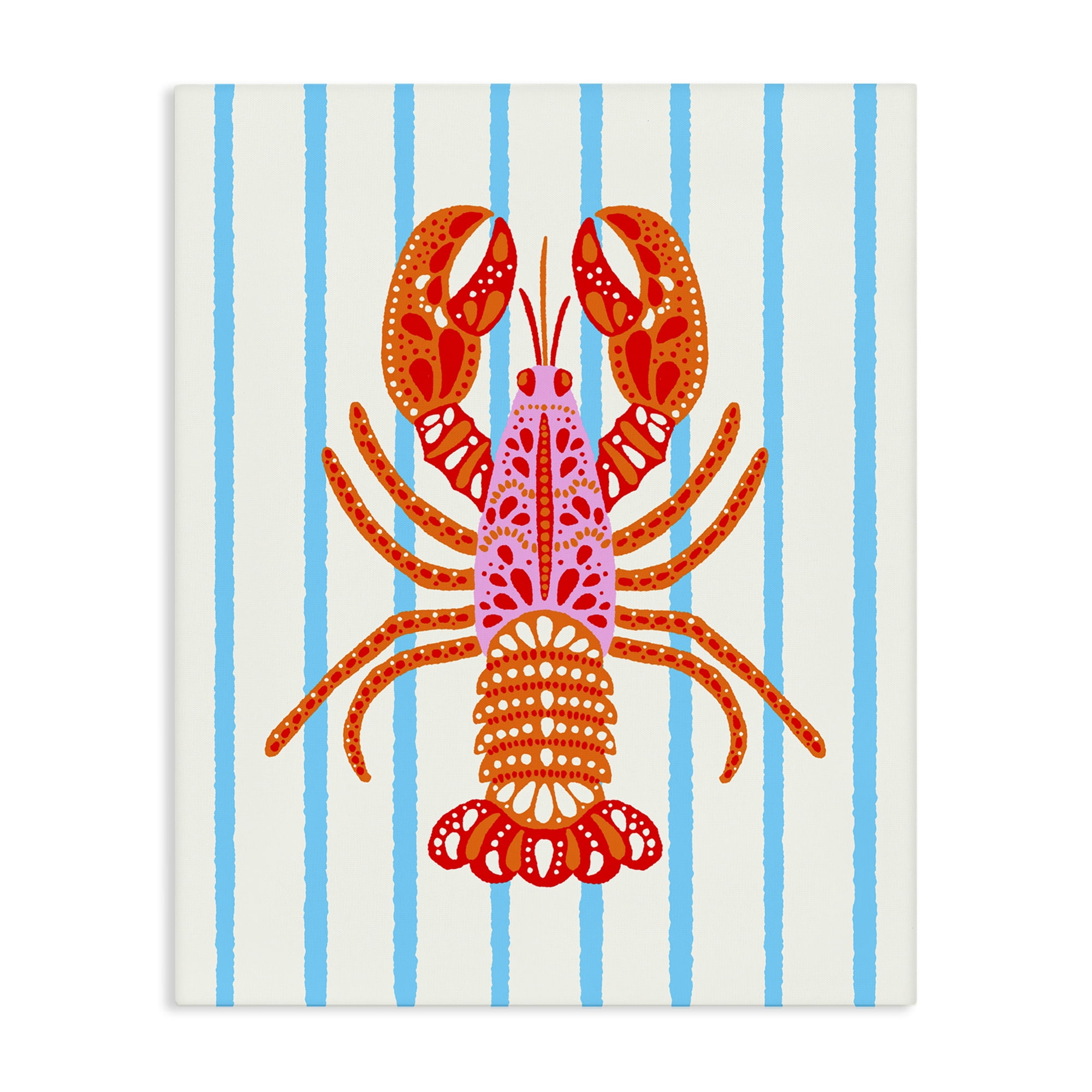 Stupell Industries Bright Boho Lobster on Stripes Canvas Wall Art, design by Indira Prieto | IndySign