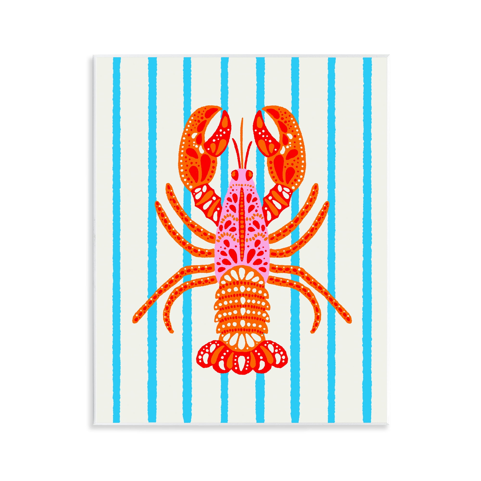 Stupell Industries Bright Boho Lobster on Stripes Wall Plaque Art, design by Indira Prieto | IndySign