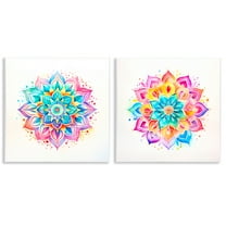 Stupell Industries Bright Boho Mandalas Abstract Painting Unframed Art Print Wall Art, 12 x 12, Set of 2