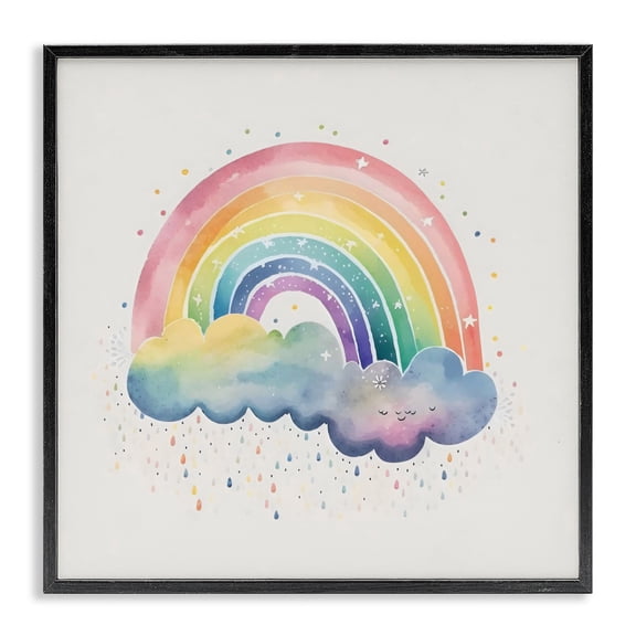 Stupell Industries Bright Boho Rainbow & Stars Black Framed Giclee Art, design by Creative Studio