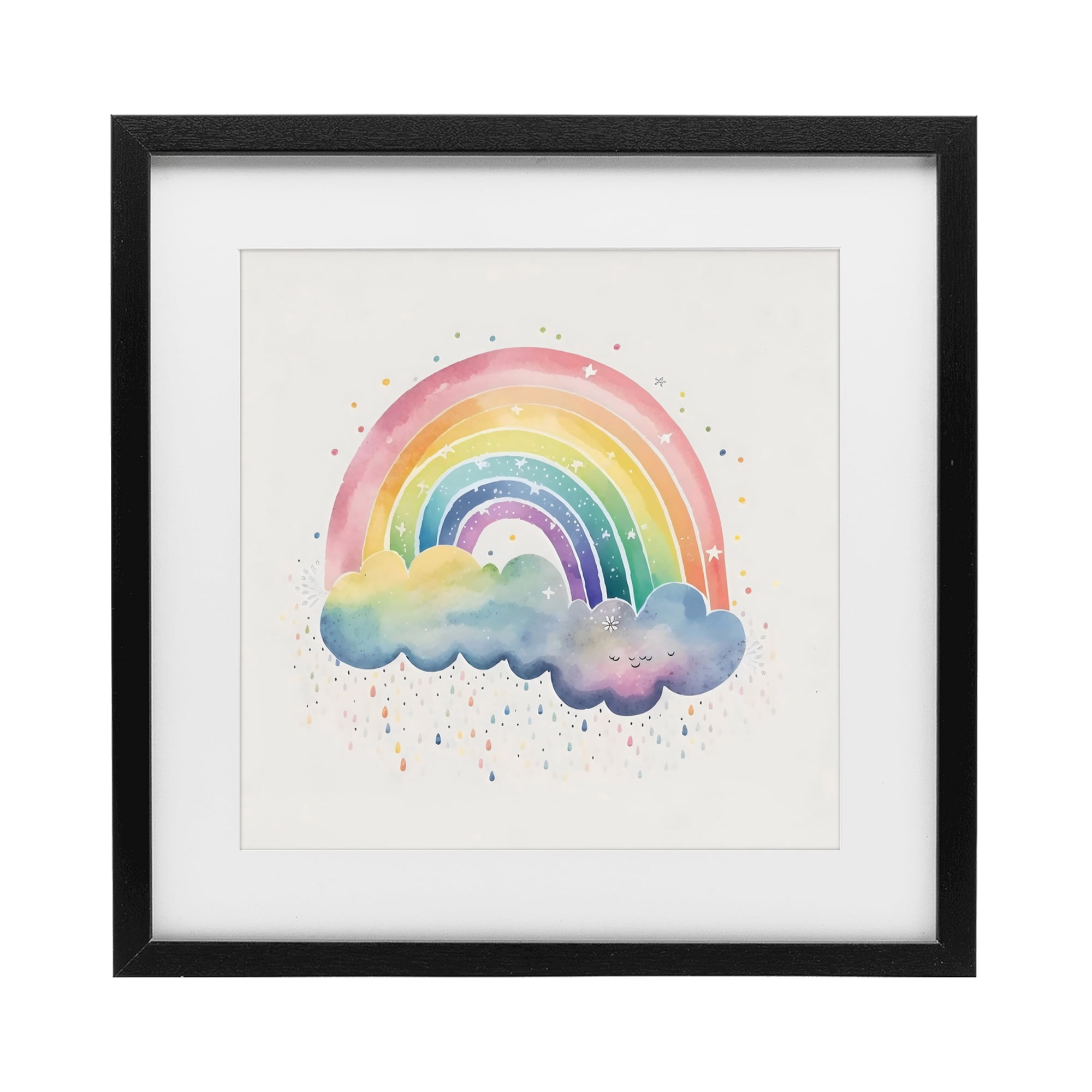 Stupell Industries Bright Boho Rainbow & Stars Black Framed Print Under Glass, design by Creative Studio