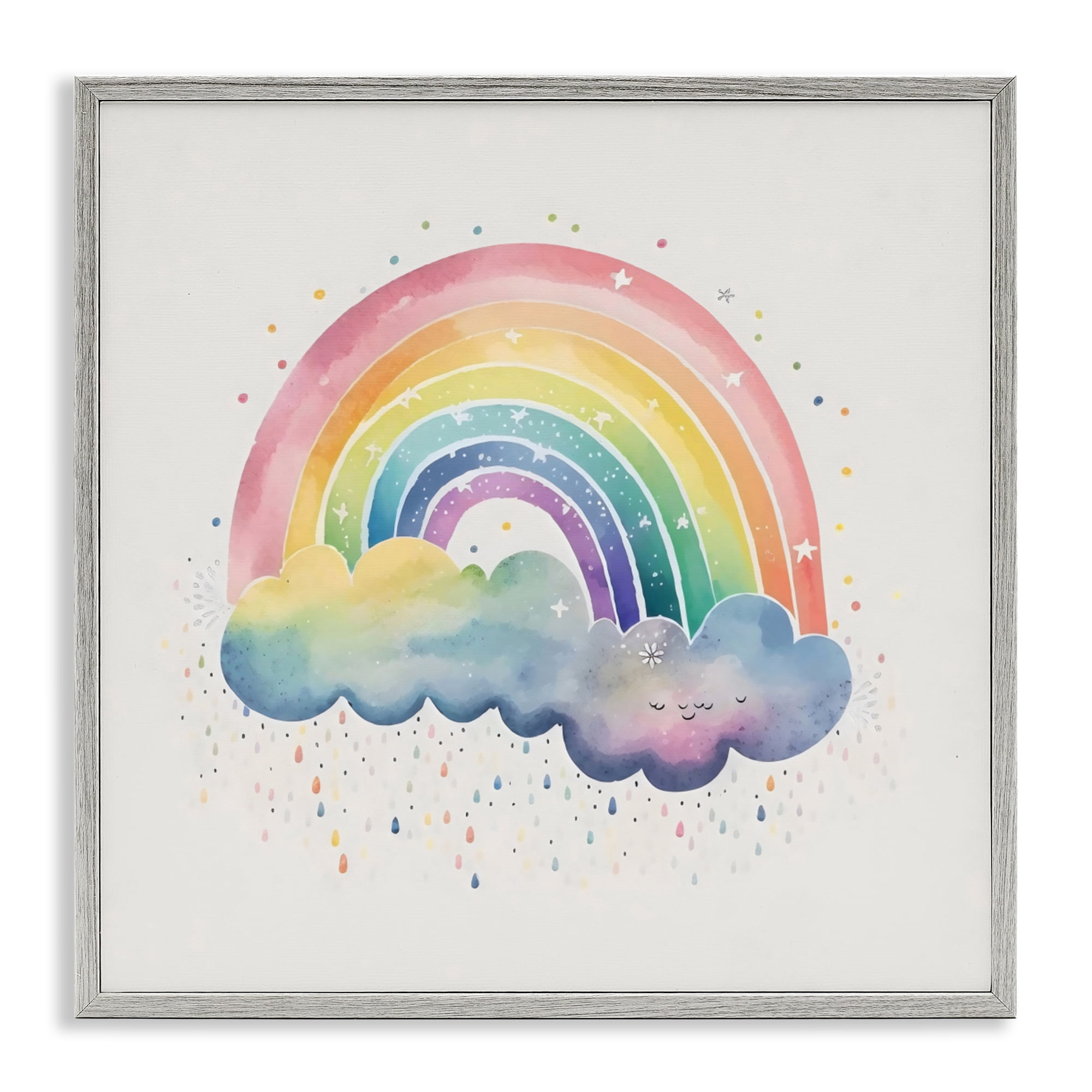 Stupell Industries Bright Boho Rainbow & Stars Gray Framed Giclee Art, design by Creative Studio