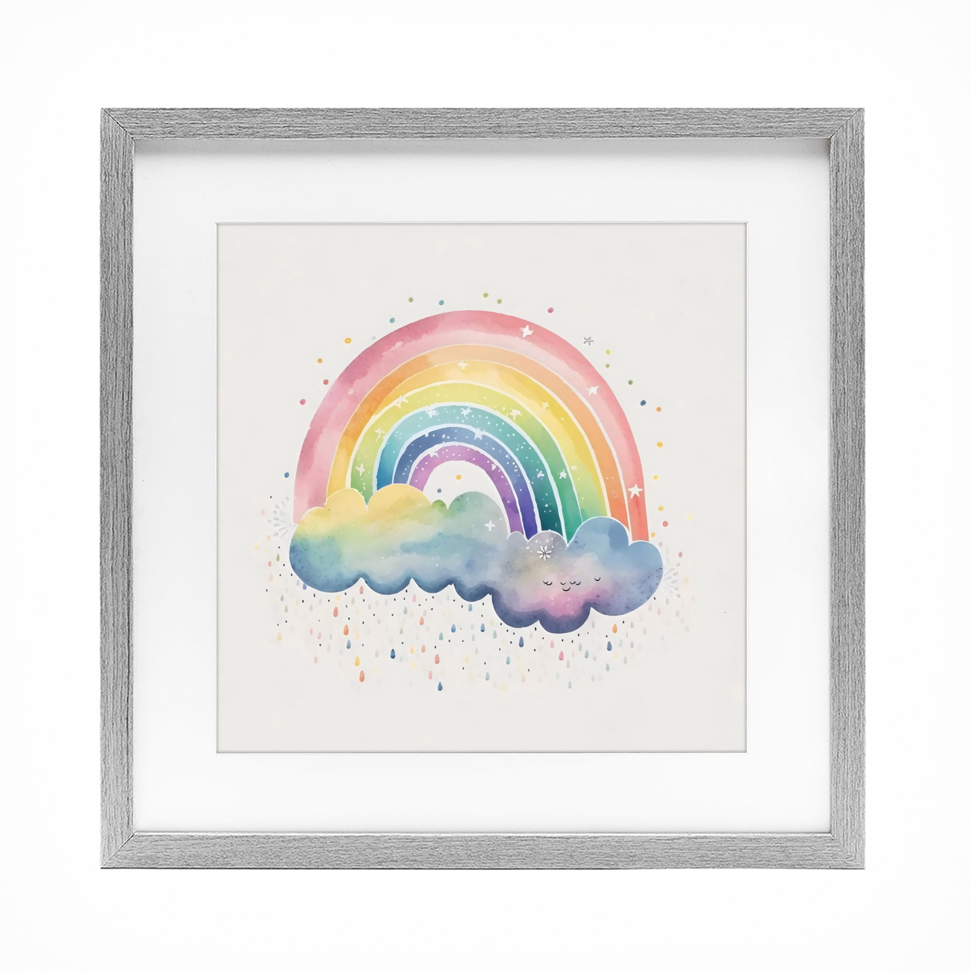 Stupell Industries Bright Boho Rainbow & Stars Gray Framed Print Under Glass, design by Creative Studio
