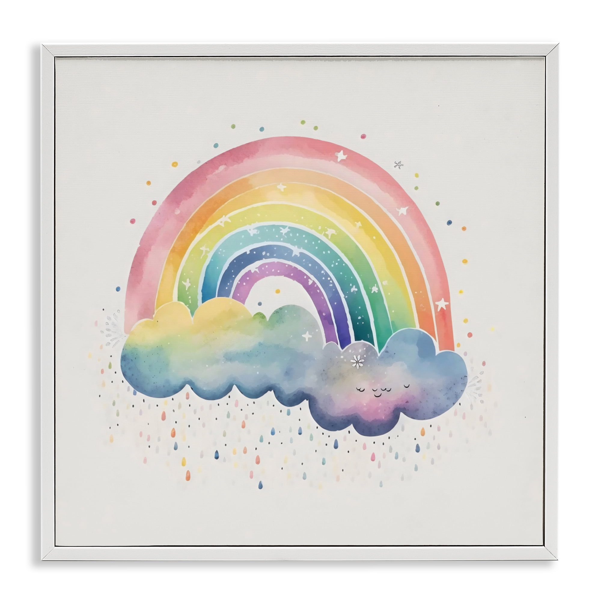 Stupell Industries Bright Boho Rainbow & Stars White Framed Giclee Art, design by Creative Studio