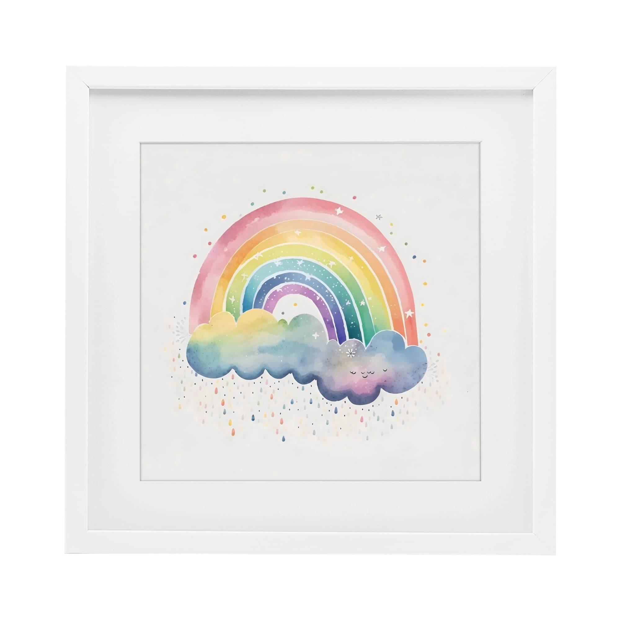 Stupell Industries Bright Boho Rainbow & Stars White Framed Print Under Glass, design by Creative Studio