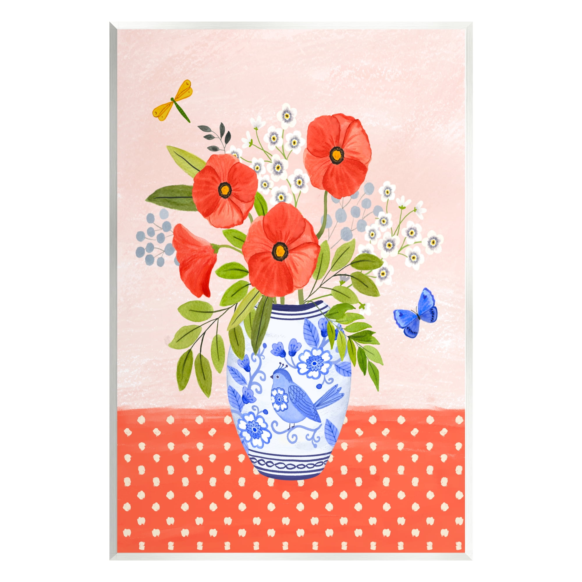 Stupell Industries Bright Bouquet on Polka Dots Botanical & Floral Painting Unframed Art Print Wall Art, 13 x 19