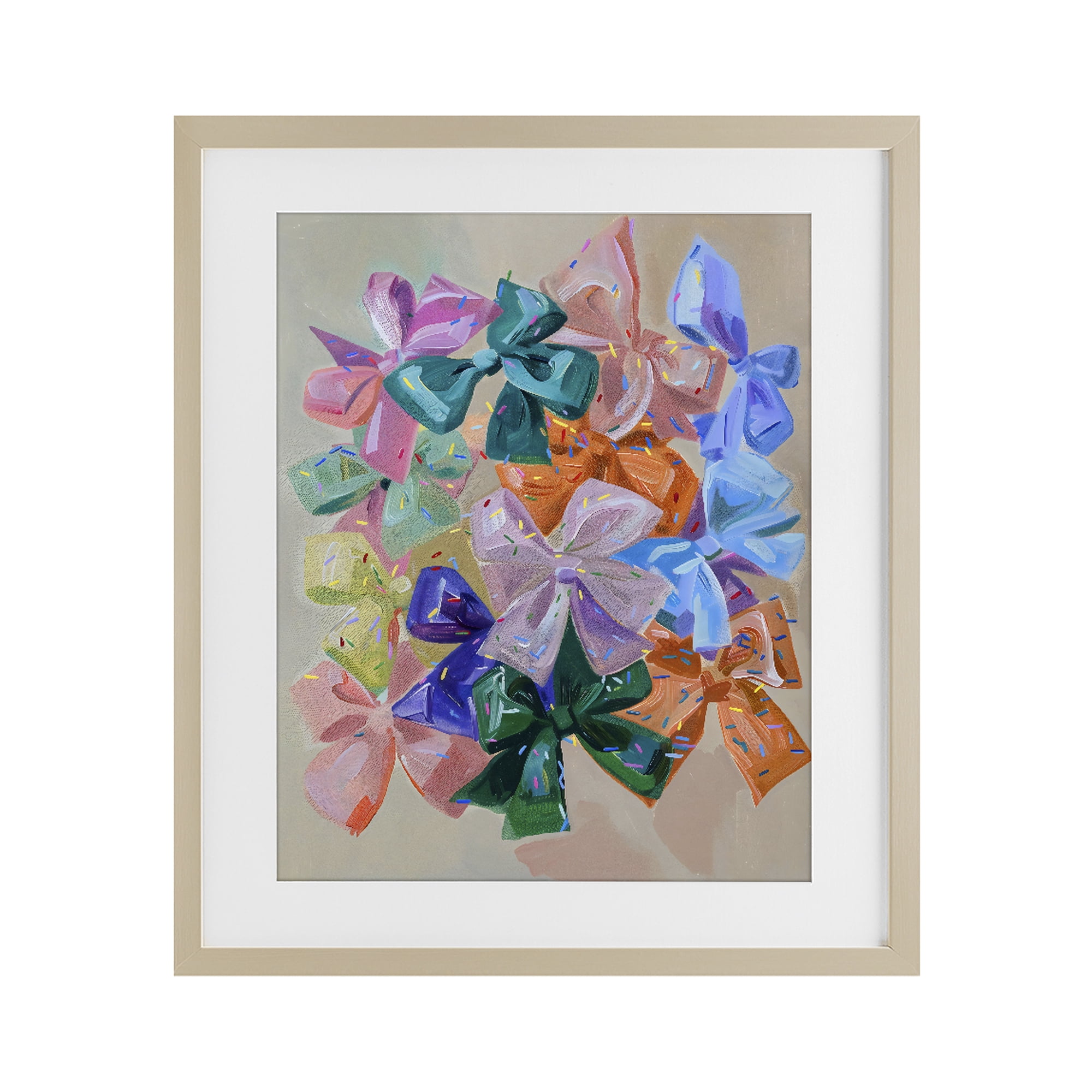 Stupell Industries Bright Bows Cluster with Sprinkles Birch Framed Print Under Glass, design by The Prints Vibe