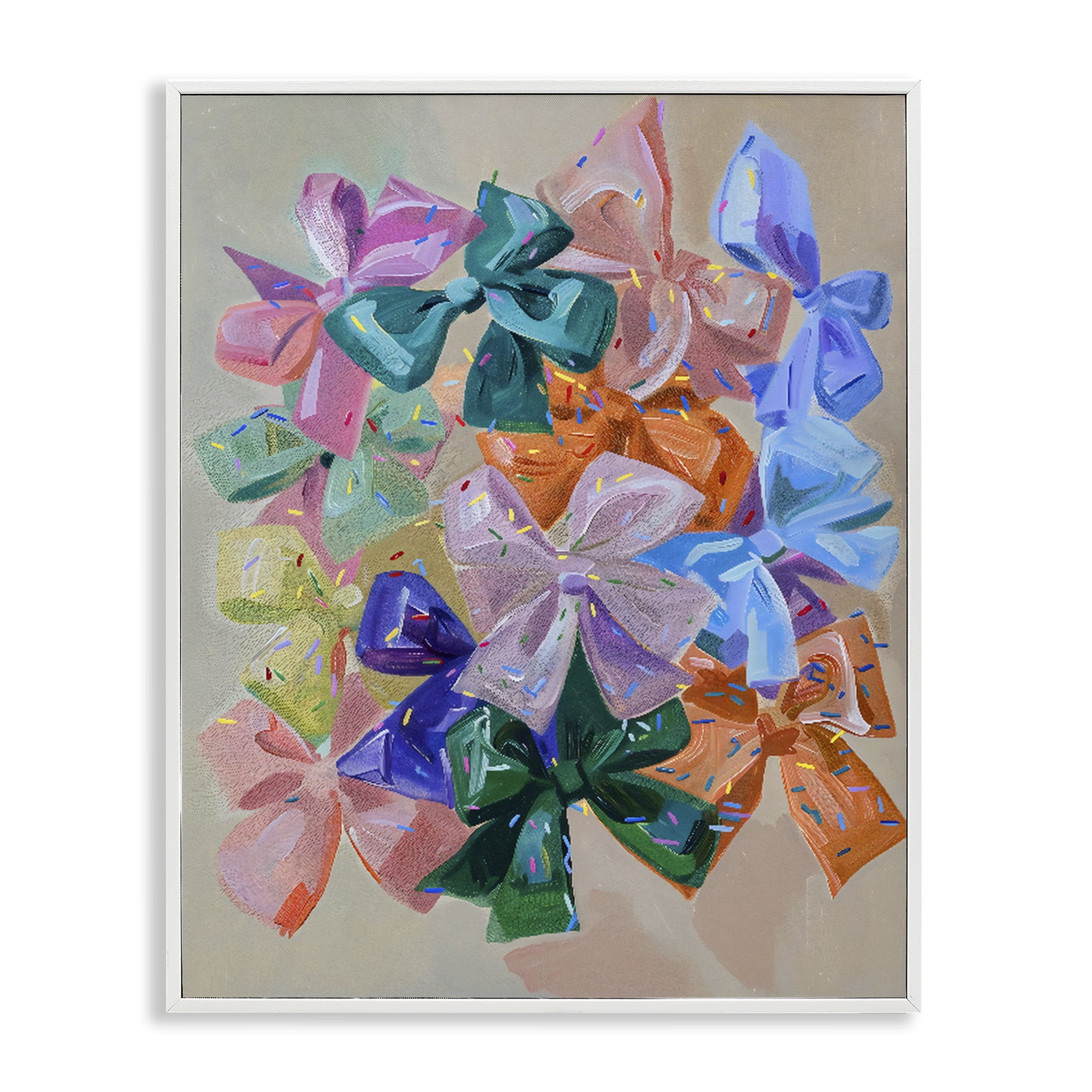 Stupell Industries Bright Bows Cluster with Sprinkles White Framed Giclee Art, design by The Prints Vibe