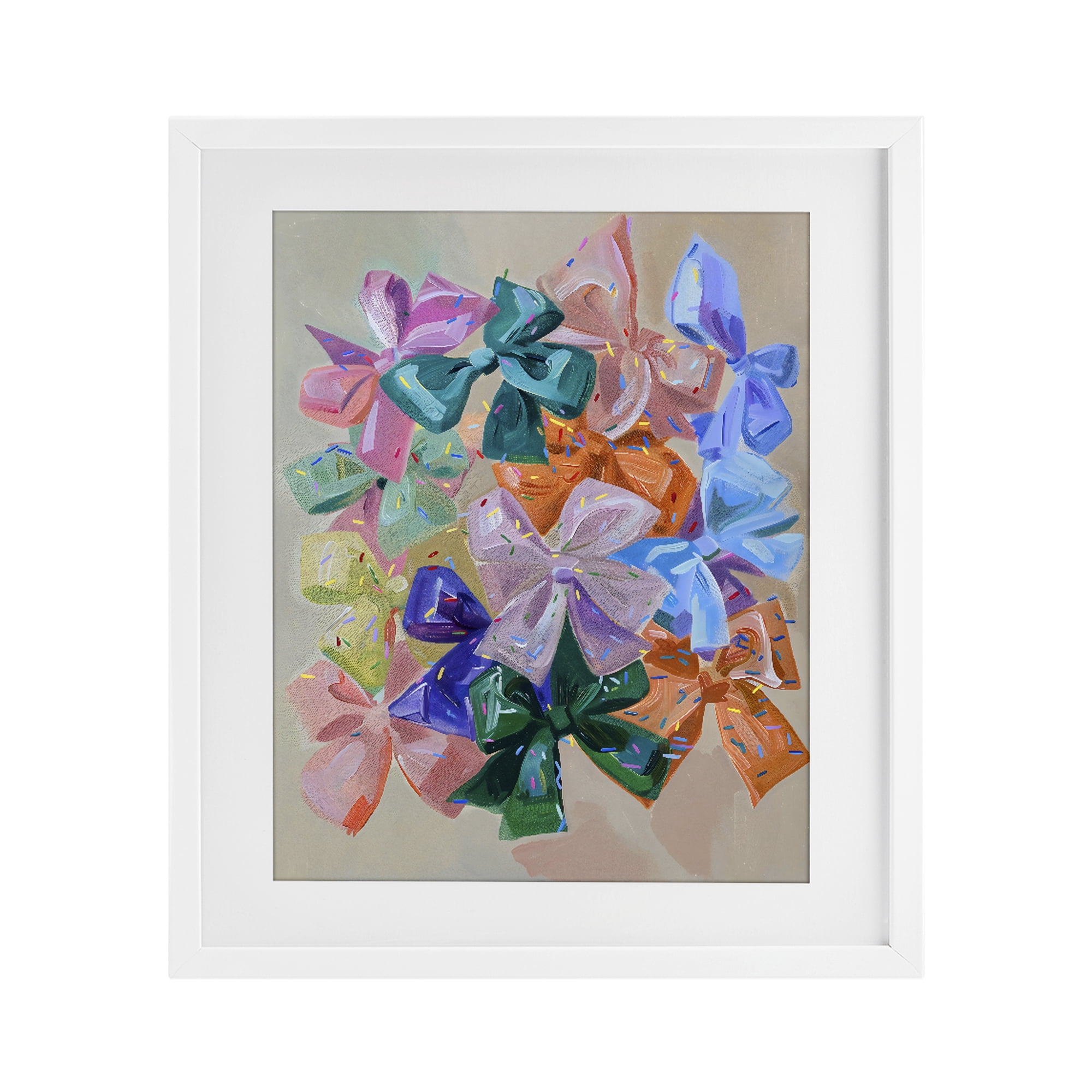 Stupell Industries Bright Bows Cluster with Sprinkles White Framed Print Under Glass, design by The Prints Vibe