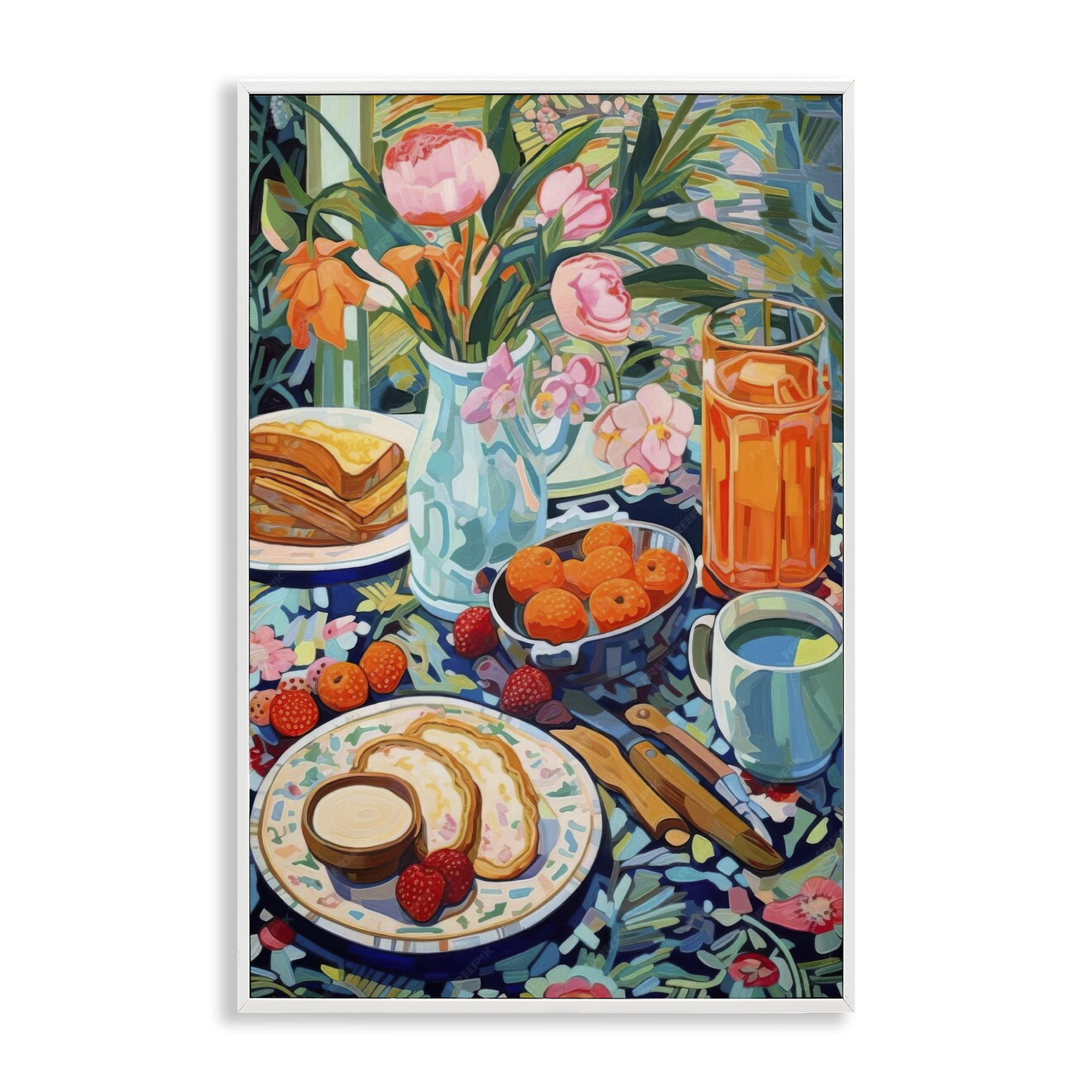 Stupell Industries Bright Breakfast Spread Food & Beverage Painting White Framed Art Print Wall Art, 20 x 30