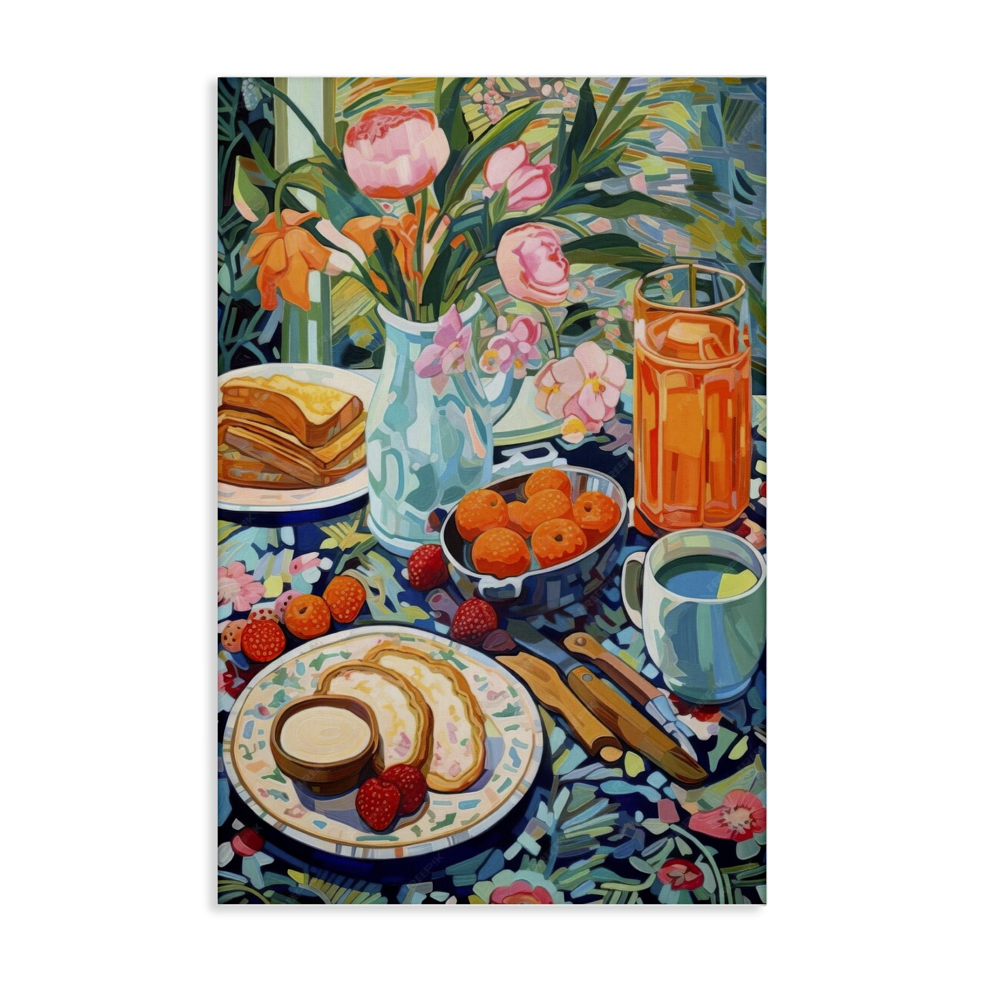 Stupell Industries Bright Breakfast Spread Food & Beverage Painting Wrapped Canvas Art Print Wall Art, 16 x 24