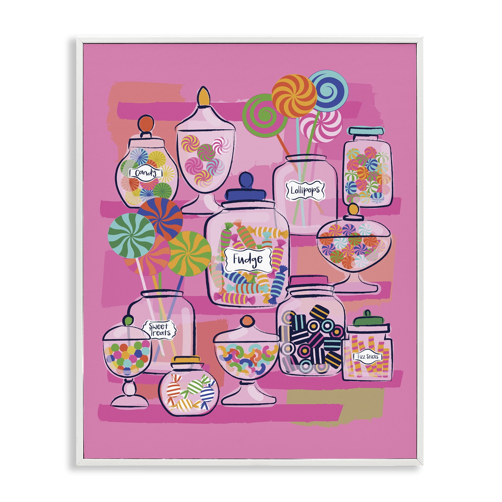 Stupell Industries Bright Candy Jars Food & Beverage Painting White Framed Art Print Wall Art, 11 x 14