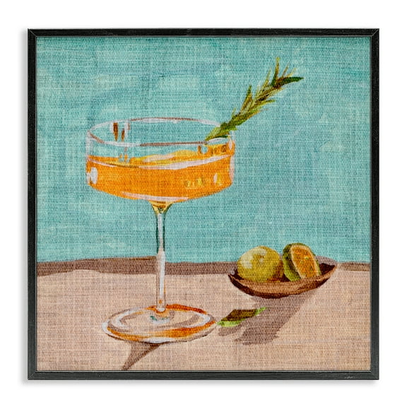 Stupell Industries Bright Cocktail Glass Food & Beverage Painting Black Framed Art Print Wall Art, 12 x 12