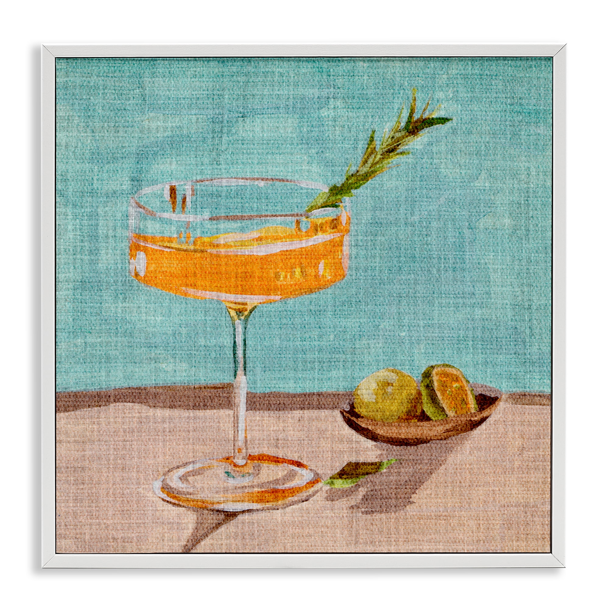 Stupell Industries Bright Cocktail Glass Food & Beverage Painting White Framed Art Print Wall Art, 12 x 12