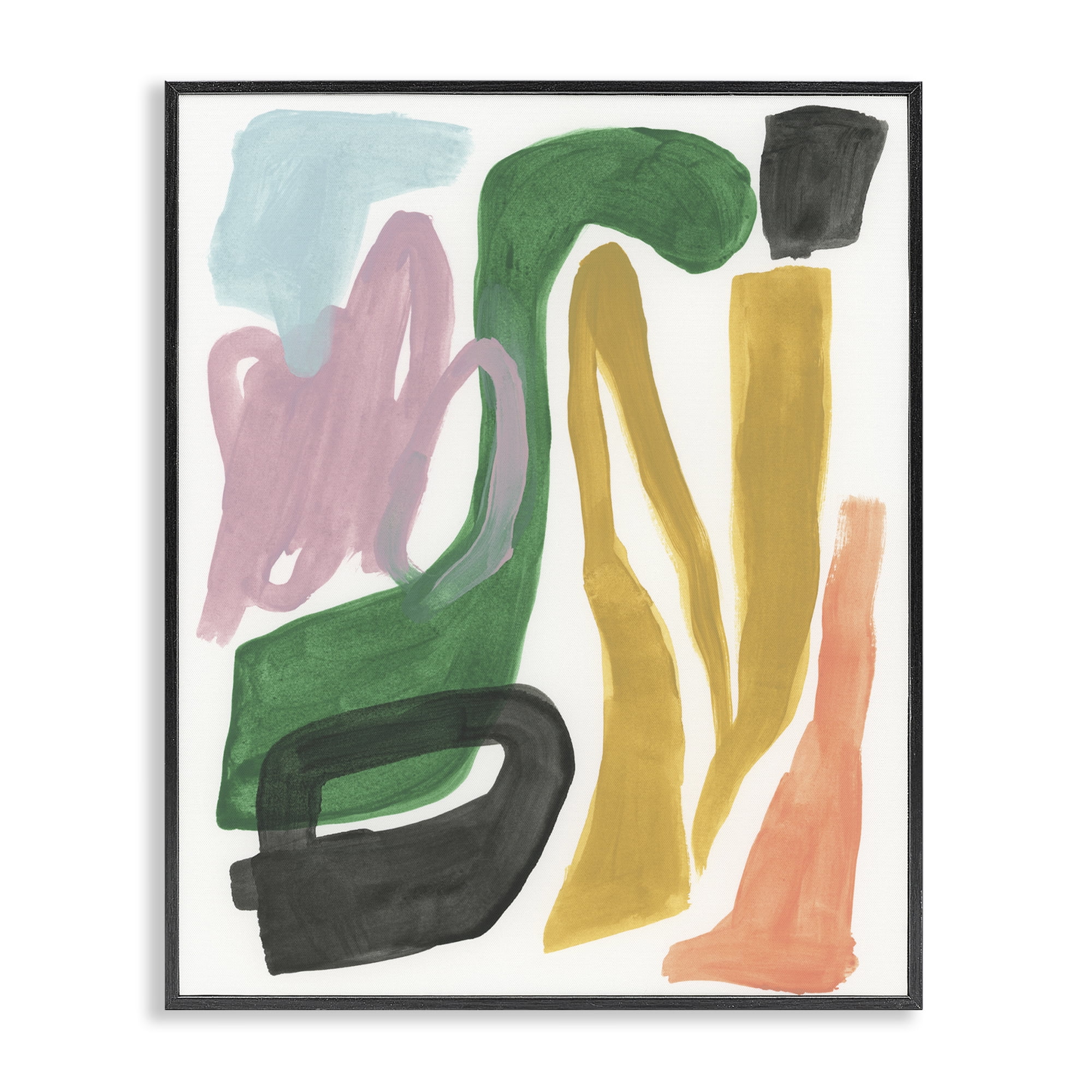 Stupell Industries Bright Contemporary Shapes Abstract Painting Black Framed Art Print Wall Art, 16 x 20