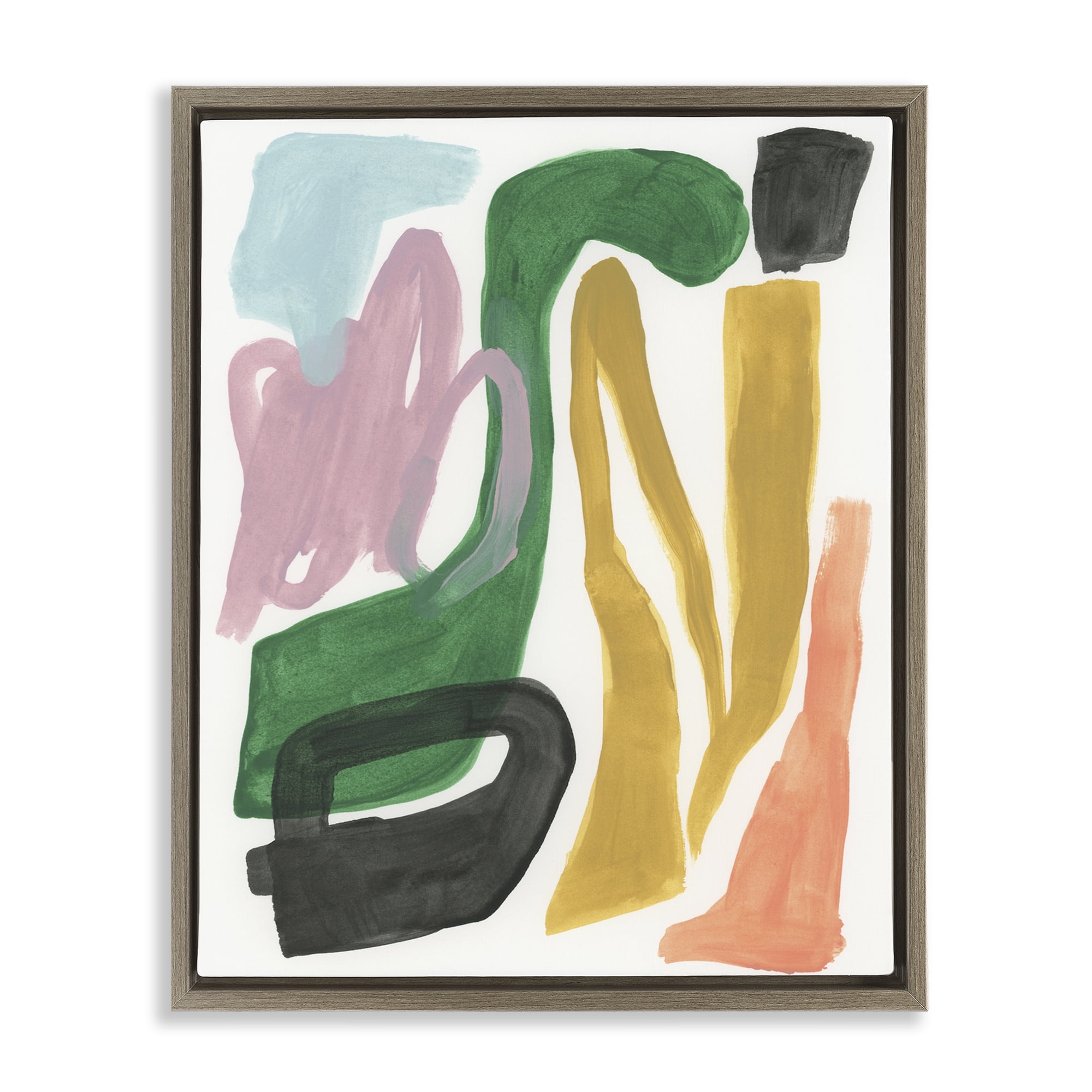 Stupell Industries Bright Contemporary Shapes Abstract Painting Brown Floater Framed Canvas Art Print Wall Art, 17 x 21