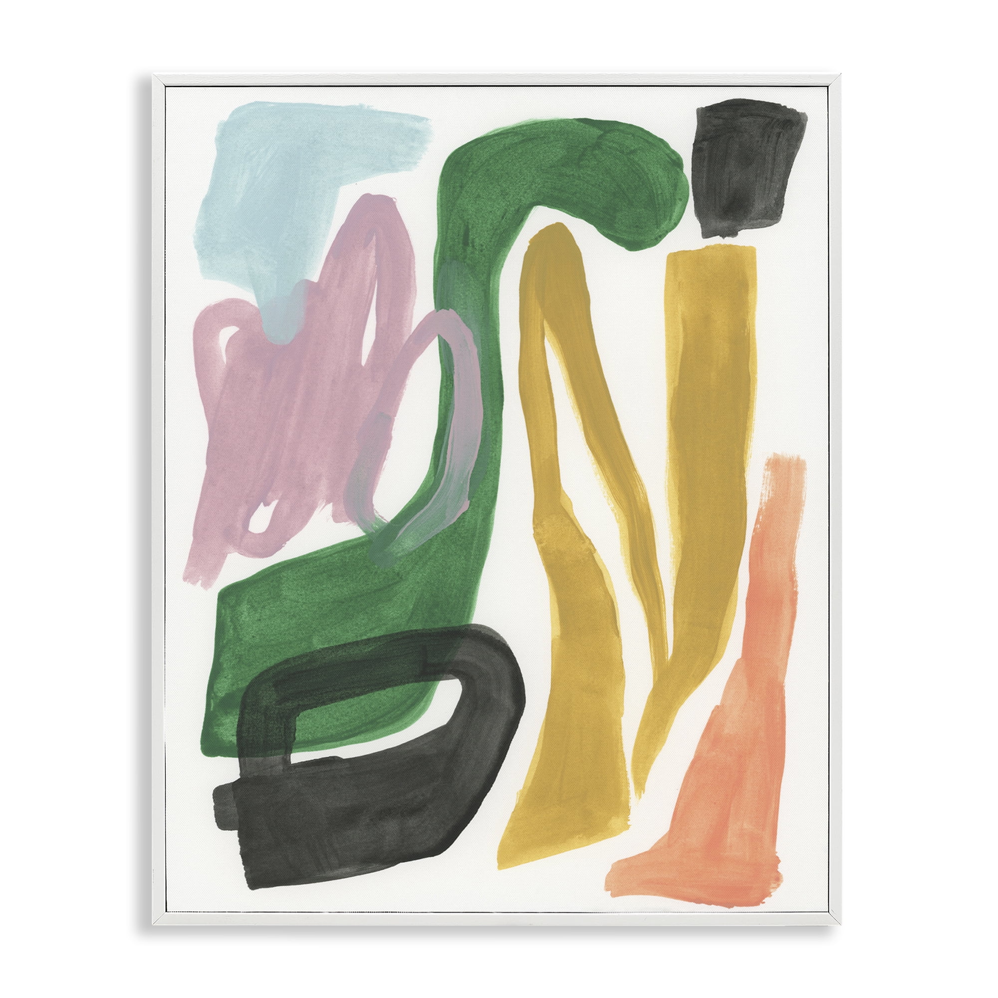 Stupell Industries Bright Contemporary Shapes Abstract Painting White Framed Art Print Wall Art, 11 x 14