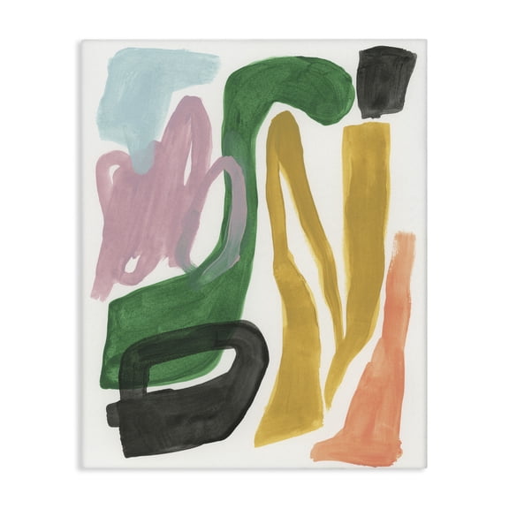 Stupell Industries Bright Contemporary Shapes Abstract Painting Wrapped Canvas Art Print Wall Art, 16 x 20