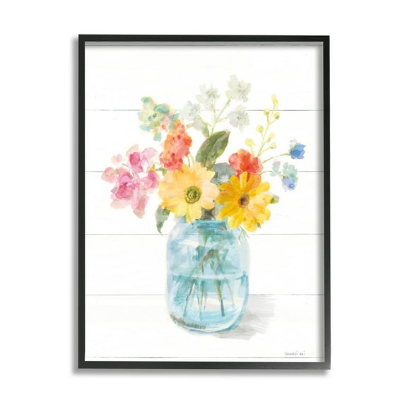 Stupell Industries Bright Country Florals Bouquet Graphic Art Black Framed Art Print Wall Art, Design by Danhui Nai