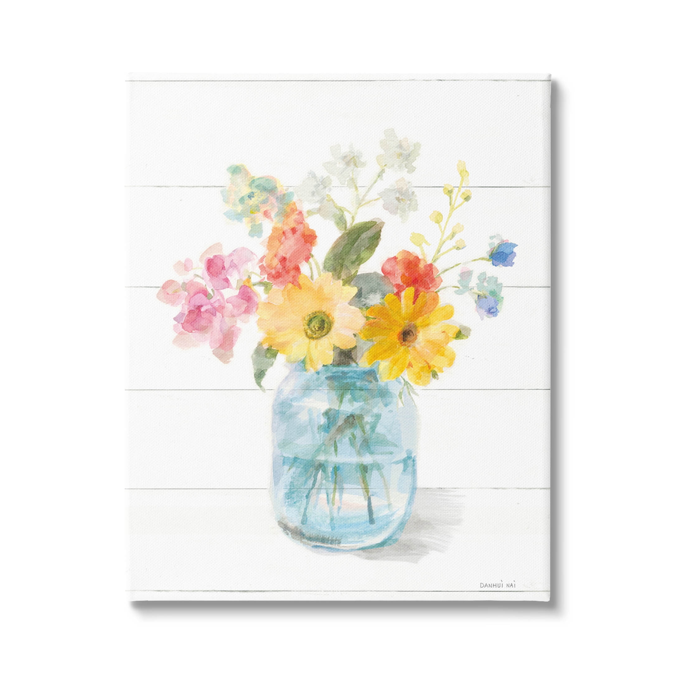 Stupell Industries Bright Country Florals Bouquet Graphic Art Gallery Wrapped Canvas Print Wall Art, Design by Danhui Nai