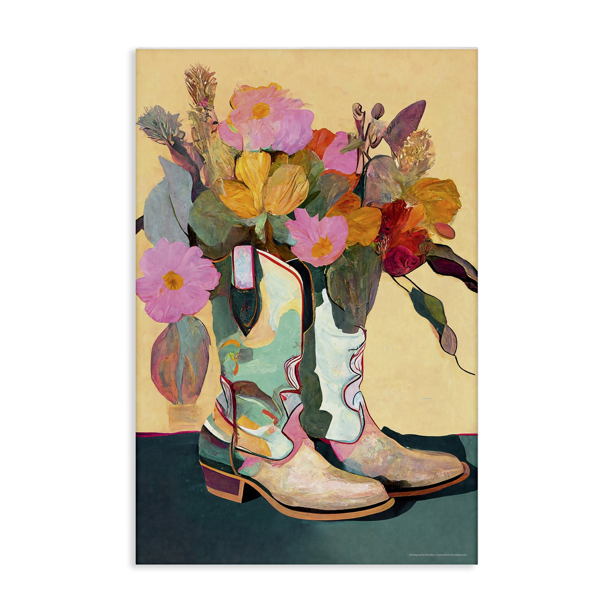 Stupell Industries Bright Cowgirl Florals Plants & Flowers Painting Wrapped Canvas Art Print Wall Art, 30 x 45