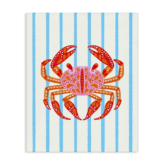 Stupell Industries Eclectic Bright Crab on Stripes Canvas Art, 30 x 40, by Indira Prieto | IndySign