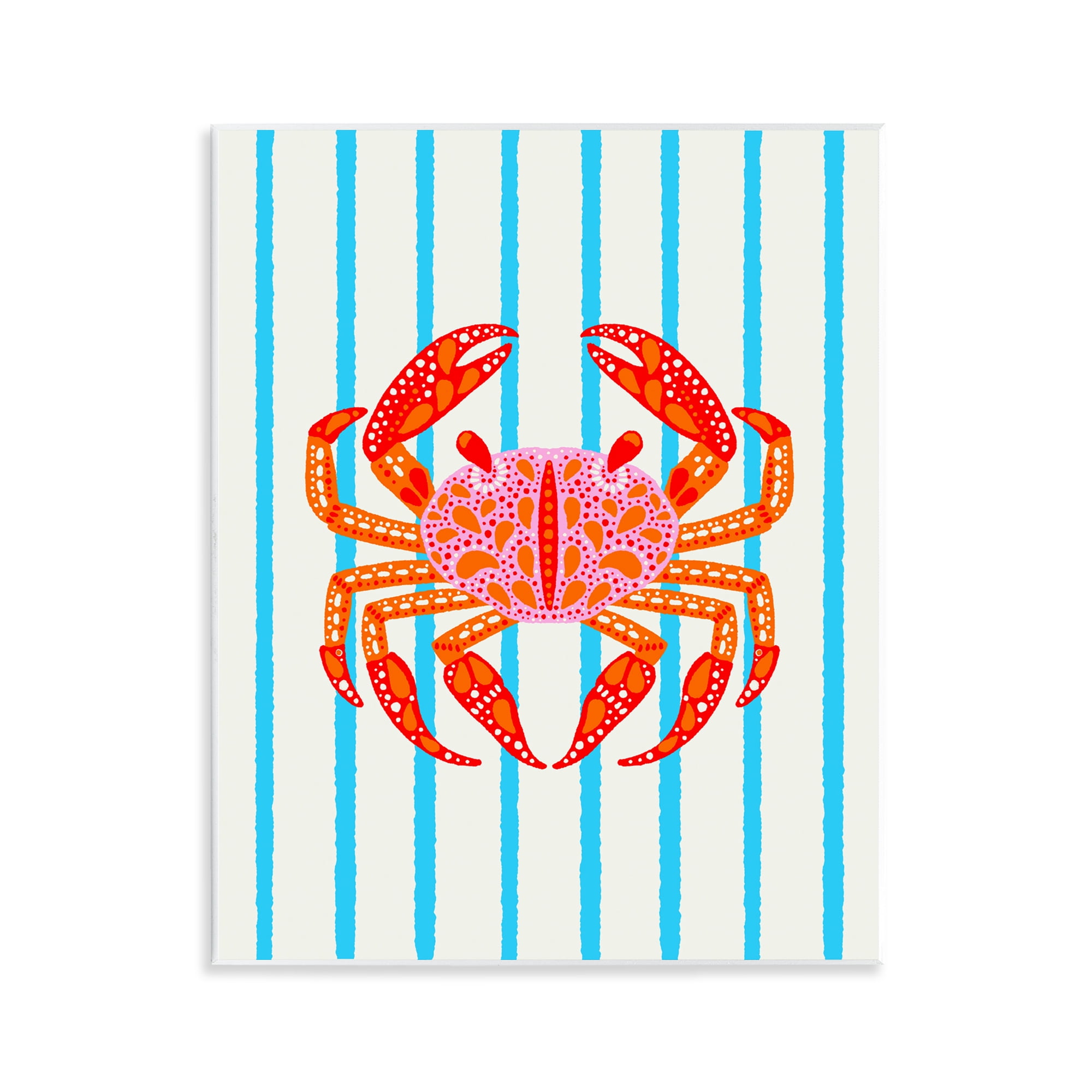 Stupell Industries Bright Crab on Stripes Wall Plaque Art, design by Indira Prieto | IndySign