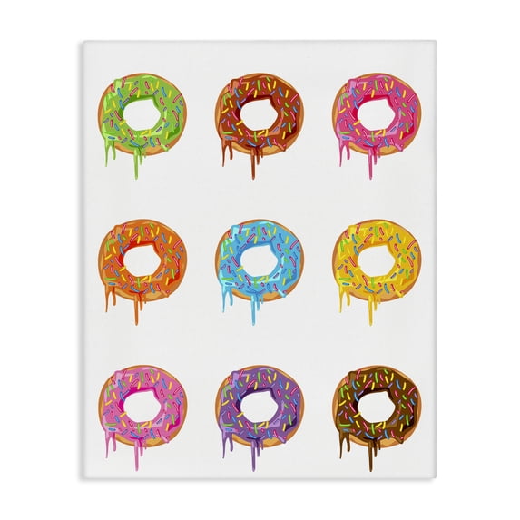 Stupell Industries Bright Donut Rows Food & Beverage Painting Wrapped Canvas Canvas Art Print Wall Art, 16 x 20
