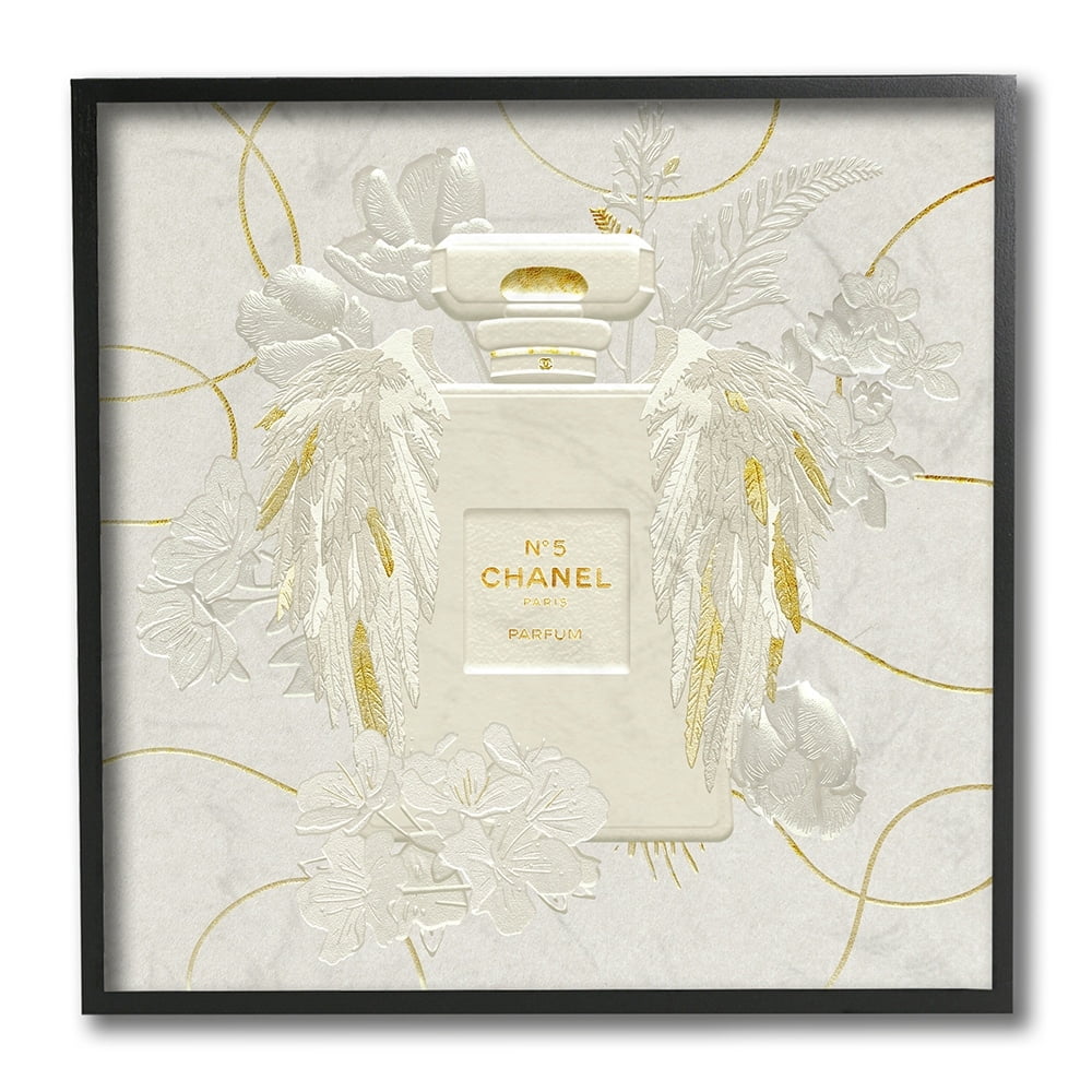Stupell Industries Bright Elegant Glam Fashion Bottle White Florals Black Framed by Ziwei Li