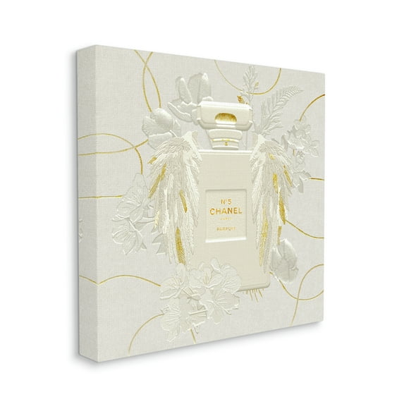 Stupell Industries Bright Elegant Glam Fashion Bottle White Florals Canvas Wall Art by Ziwei Li