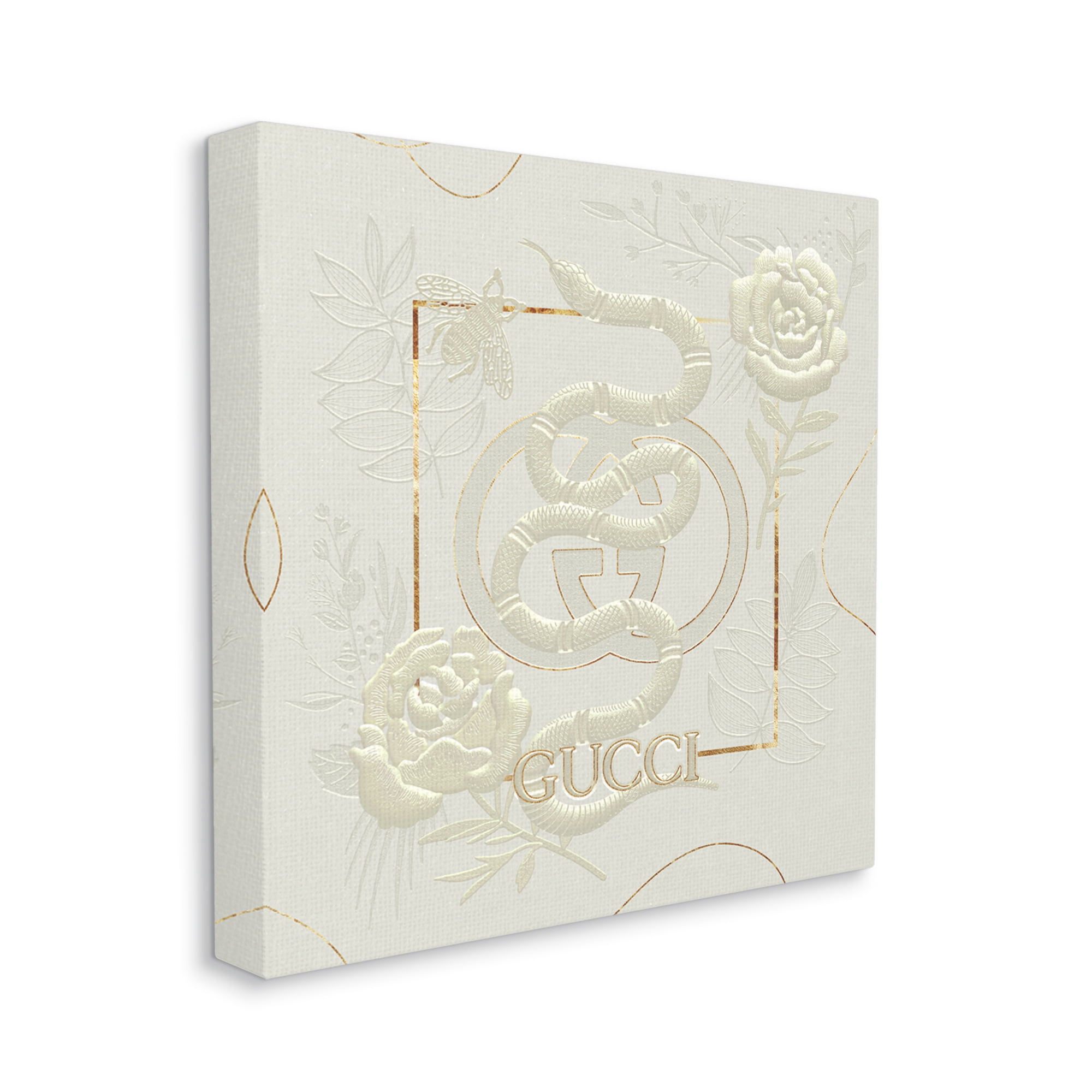 Stupell Industries Bright Fashion Brand Glam Snake White Floral Canvas Wall Art by Ziwei Li