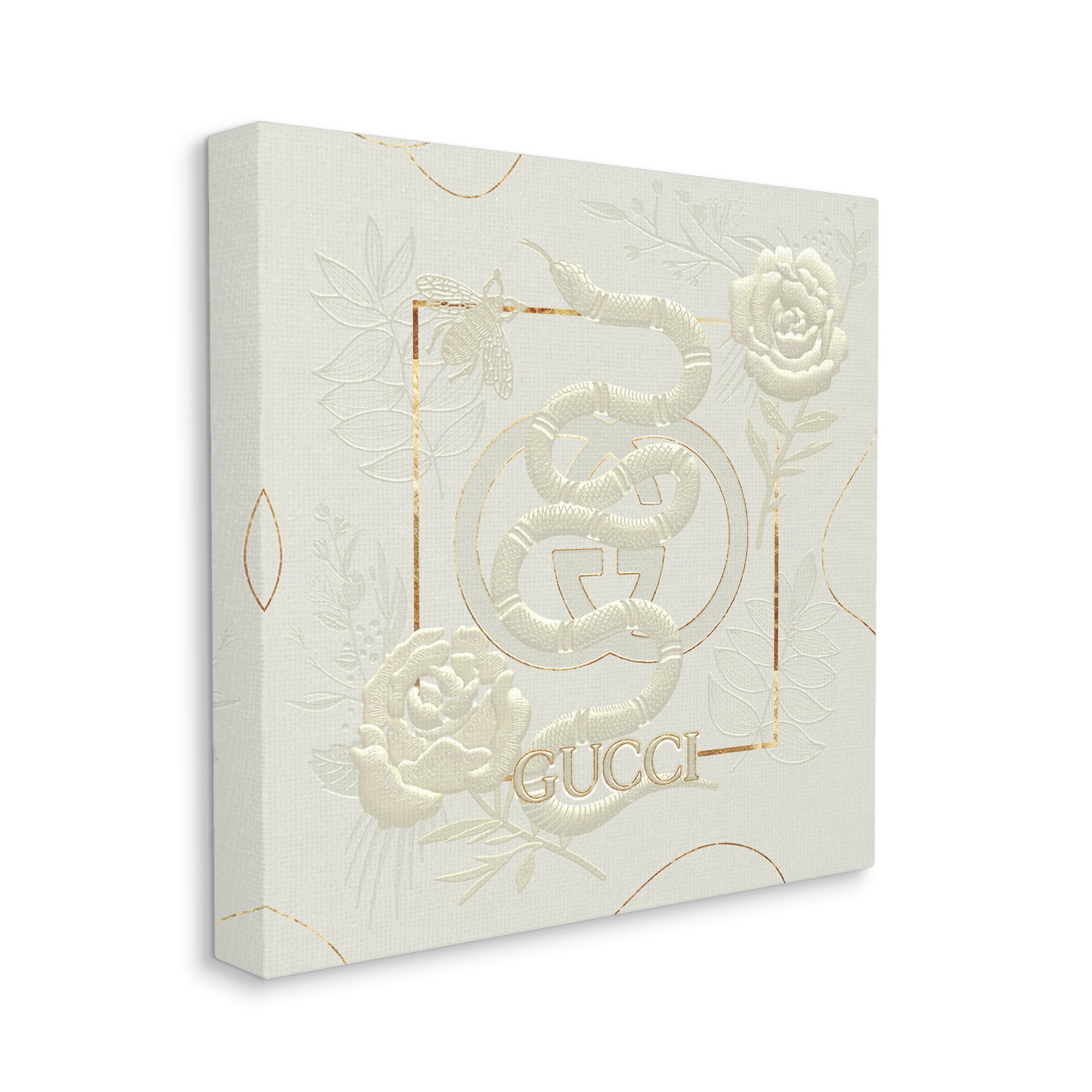 Stupell Industries Bright Fashion Brand Glam Snake White Floral Canvas Wall Art by Ziwei Li