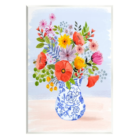 Stupell Industries Bright Flowers in Pottery Botanical & Floral Painting Unframed Art Print Wall Art, 10 x 15