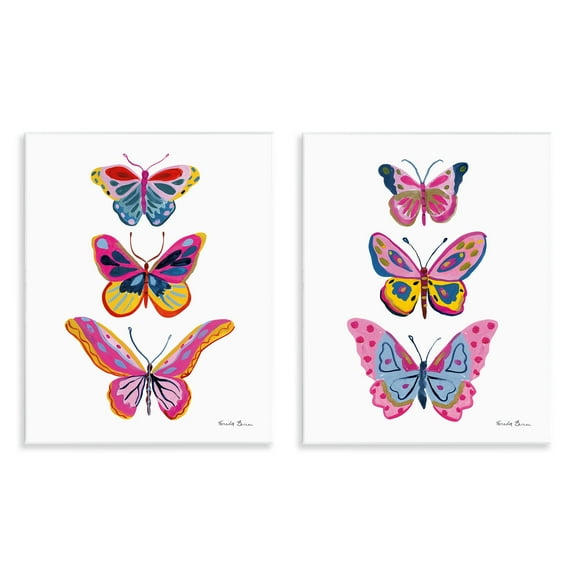 Stupell Industries Bright Flutter Butterflies Insects Painting Unframed Art Print Wall Art, 11 x 14, Set of 2