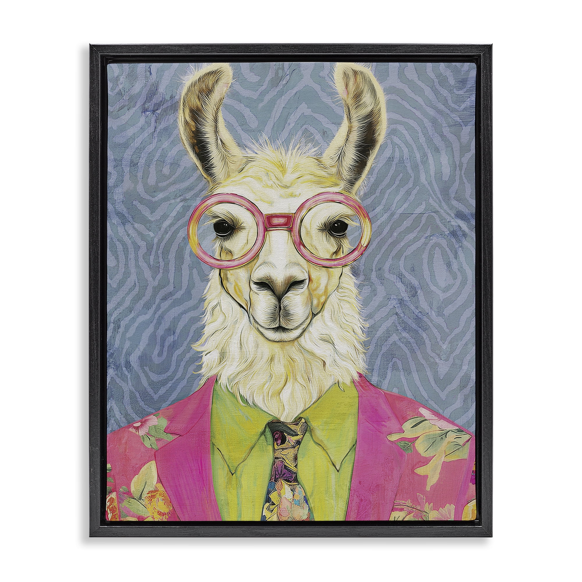 Stupell Industries Bright Gaze Llama Black Framed Floater Canvas Wall Art, design by Svetlana Aleynikova
