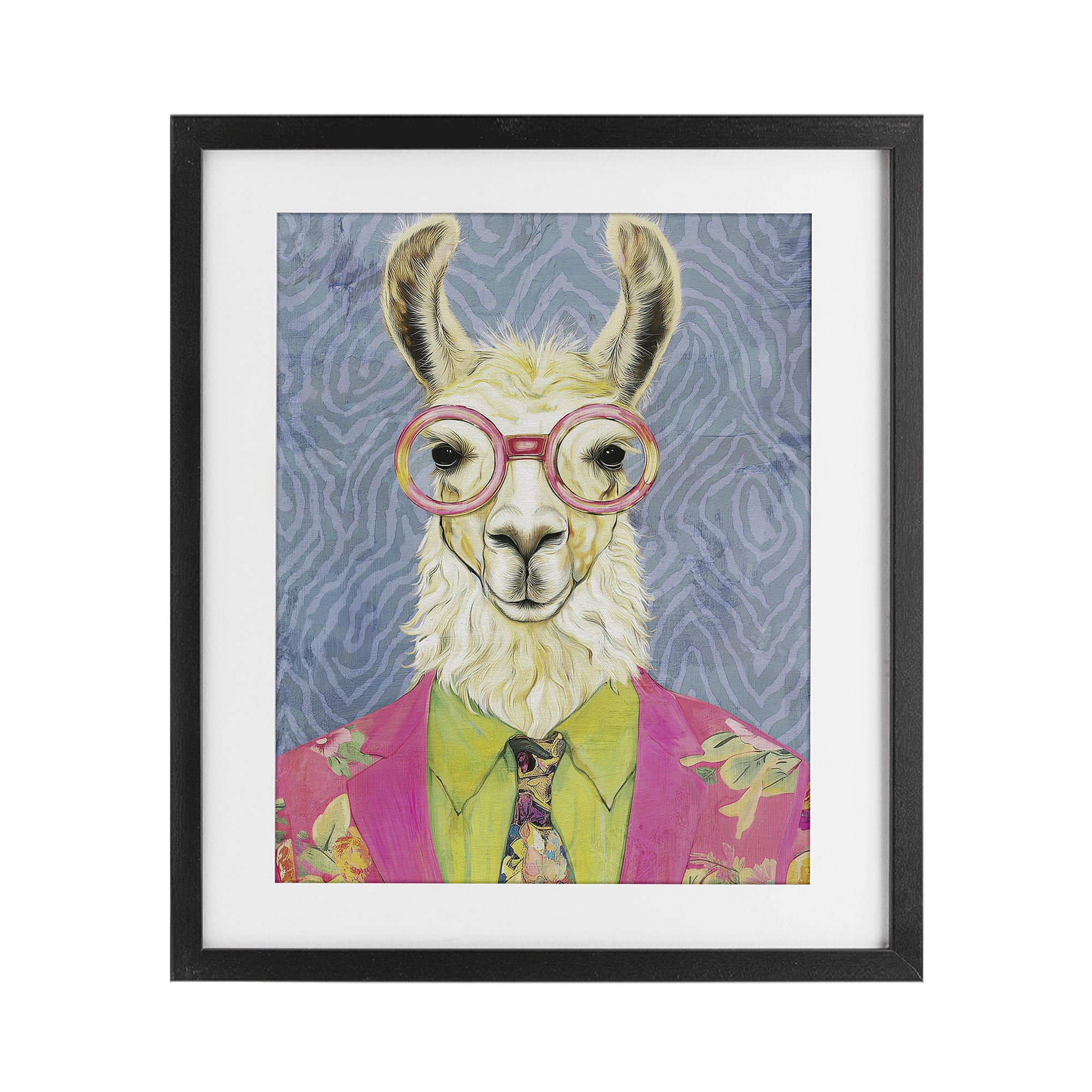 Stupell Industries Bright Gaze Llama Black Framed Print Under Glass, design by Svetlana Aleynikova