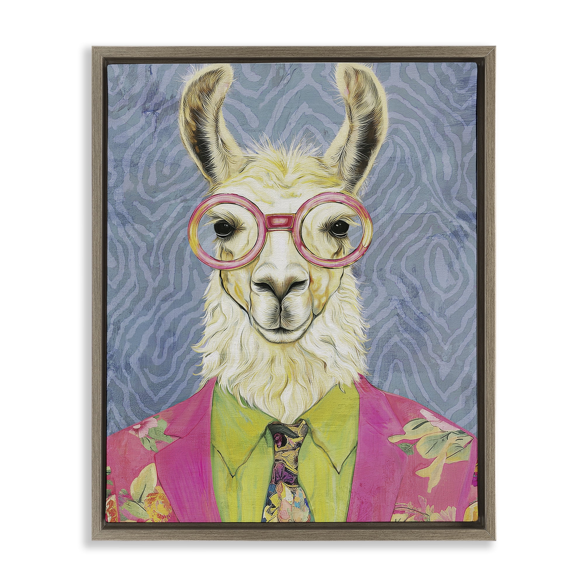 Stupell Industries Bright Gaze Llama Brown Framed Floater Canvas Wall Art, design by Svetlana Aleynikova