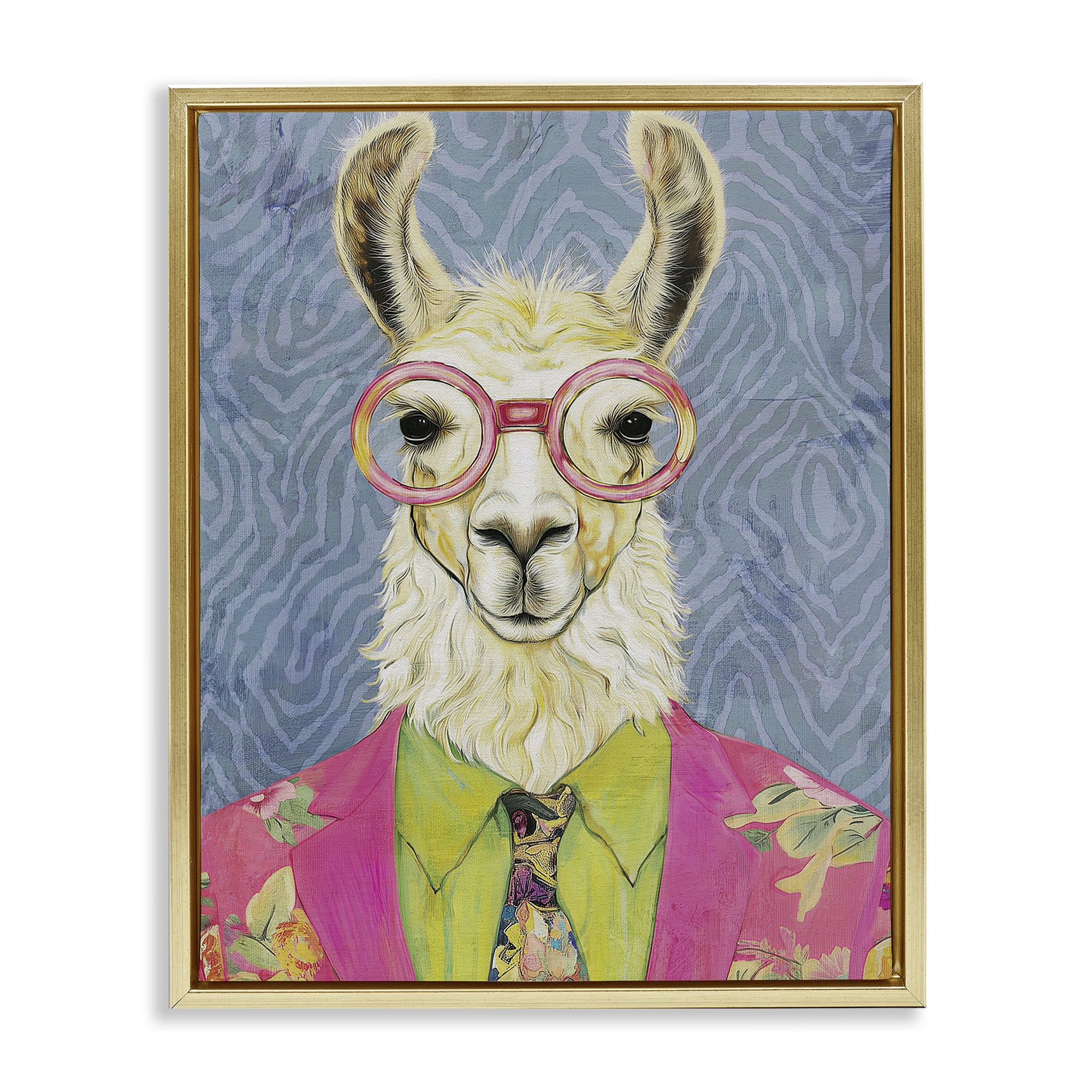 Stupell Industries Bright Gaze Llama Gold Framed Floater Canvas Wall Art, design by Svetlana Aleynikova