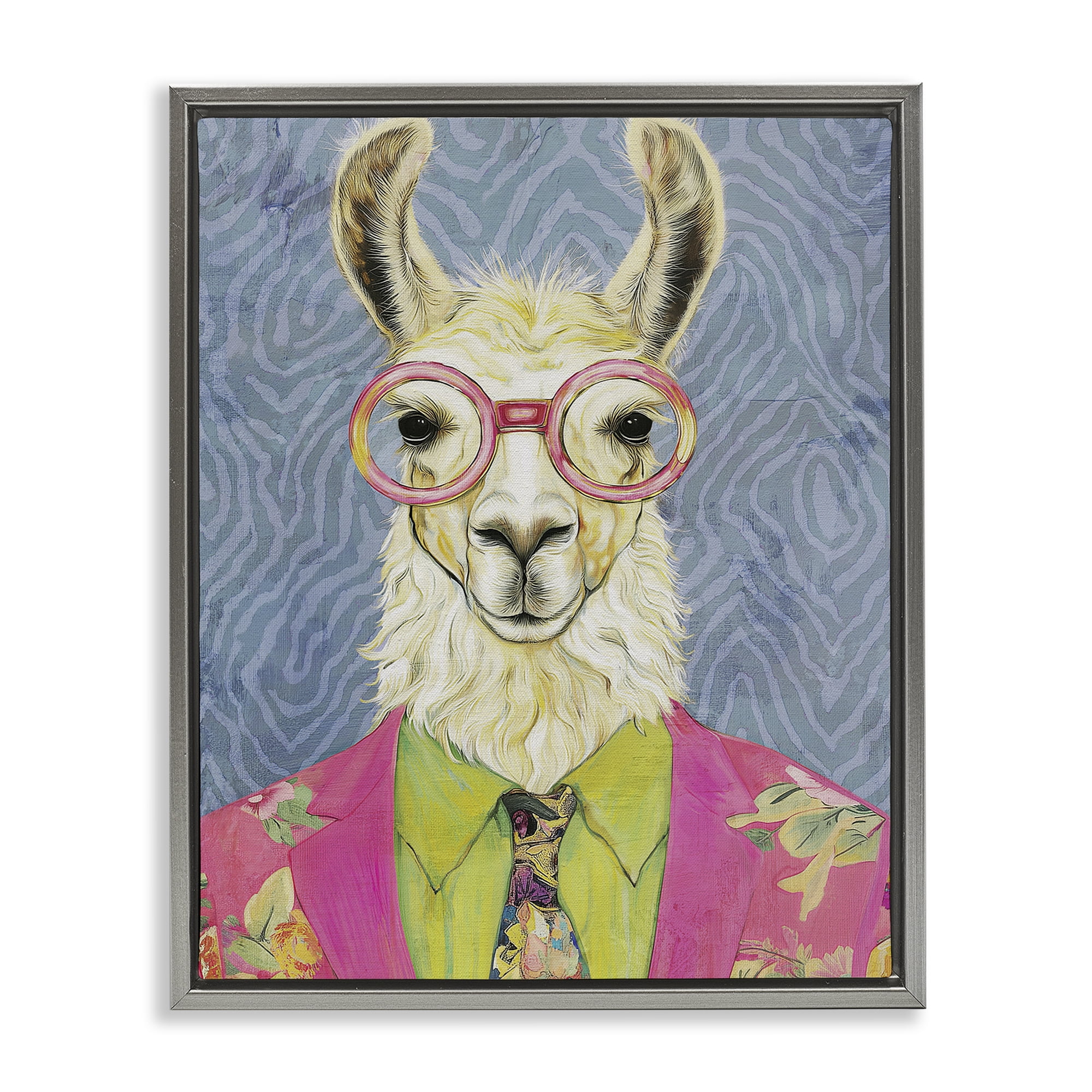 Stupell Industries Bright Gaze Llama Gray Framed Floater Canvas Wall Art, design by Svetlana Aleynikova