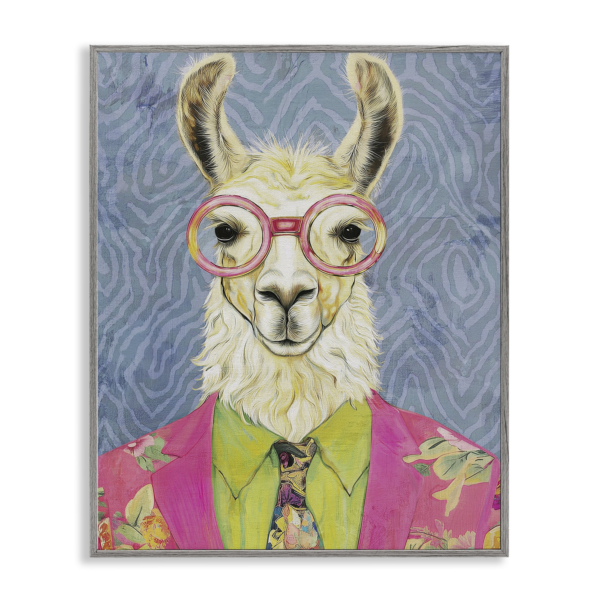 Stupell Industries Bright Gaze Llama Gray Framed Giclee Art, design by Svetlana Aleynikova