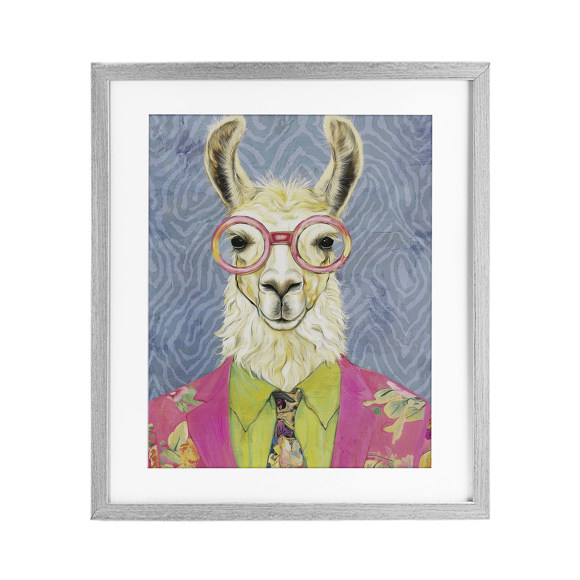 Stupell Industries Bright Gaze Llama Gray Framed Print Under Glass, design by Svetlana Aleynikova