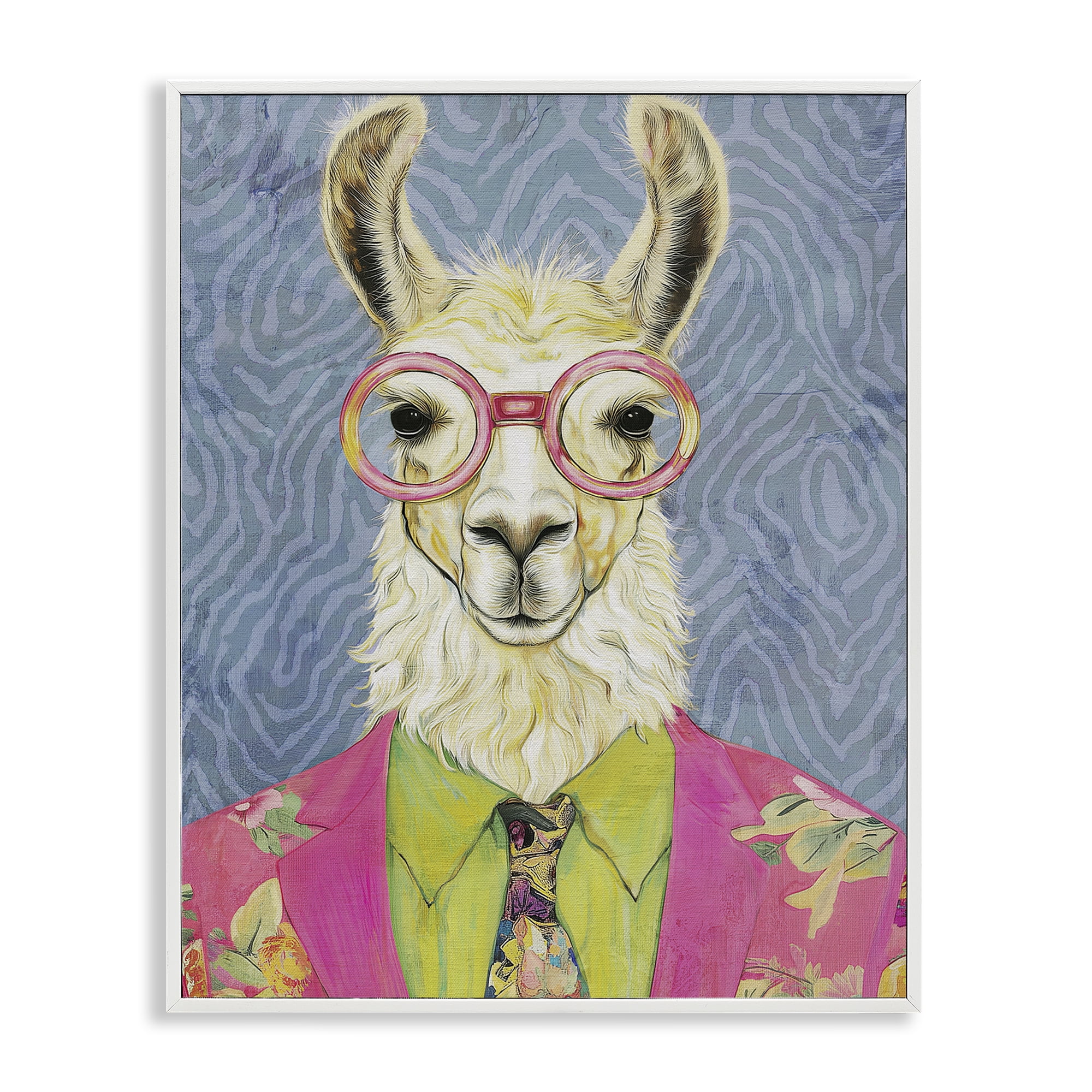 Stupell Industries Bright Gaze Llama White Framed Giclee Art, design by Svetlana Aleynikova