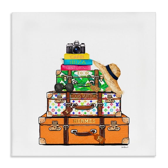 Stupell Industries Art Deco Bright Glam Travel Cases Canvas Art, 30 x 30, by Amanda Greenwood