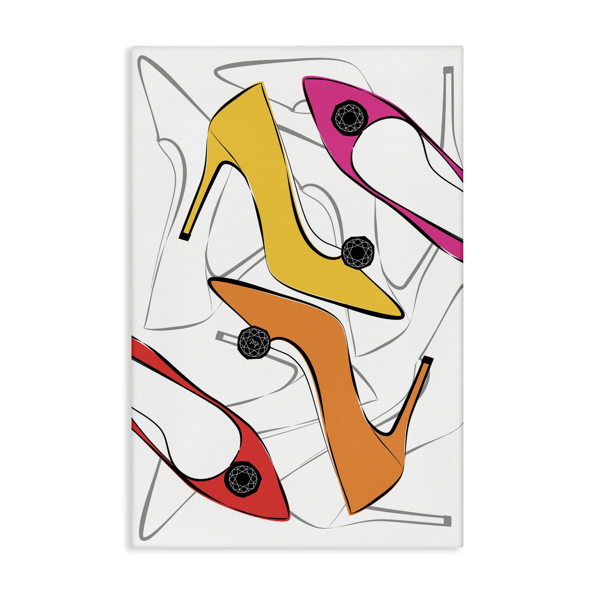 Stupell Industries Bright Happy Heels Beauty & Fashion Painting Gallery Wrapped Canvas Art Print Wall Art, 20 x 30