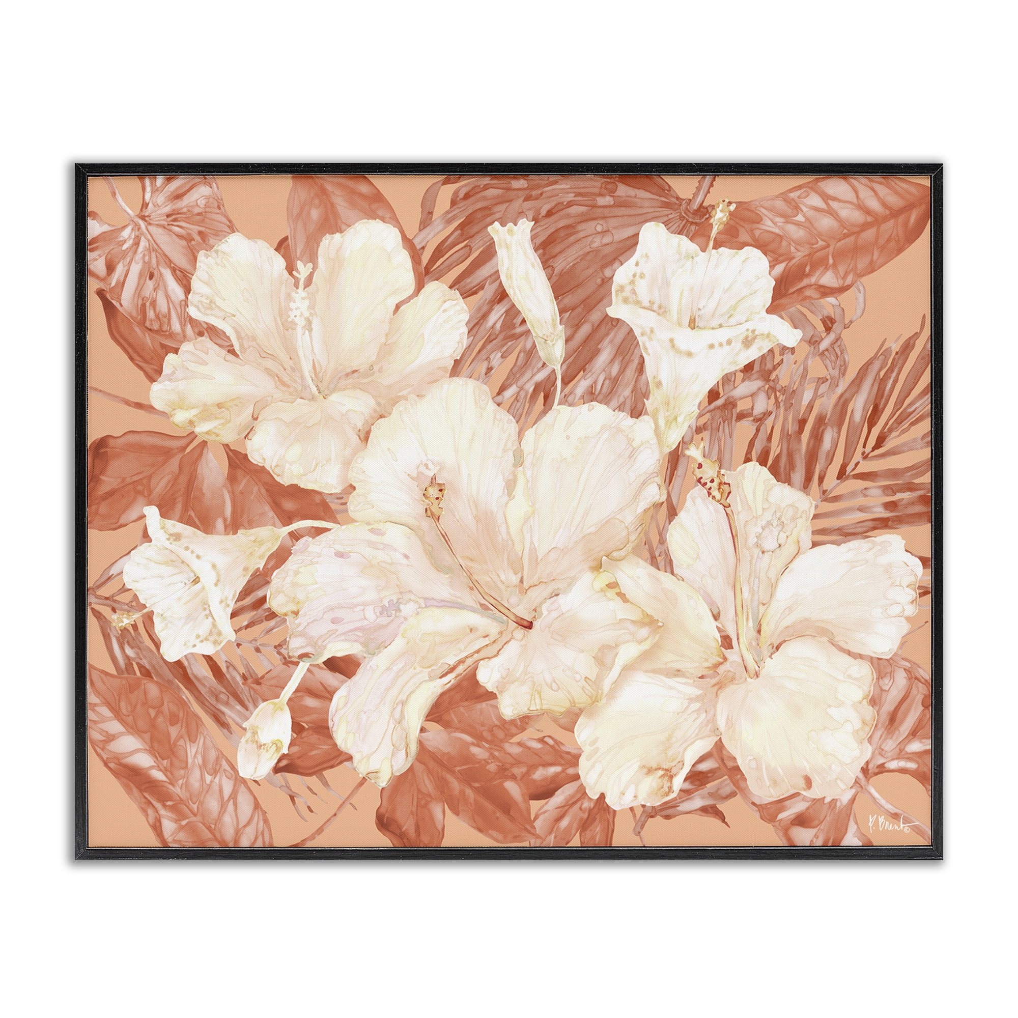 Stupell Industries Bright Hibiscus Bundle Plants & Flowers Painting Black Framed Art Print Wall Art, 20 x 16