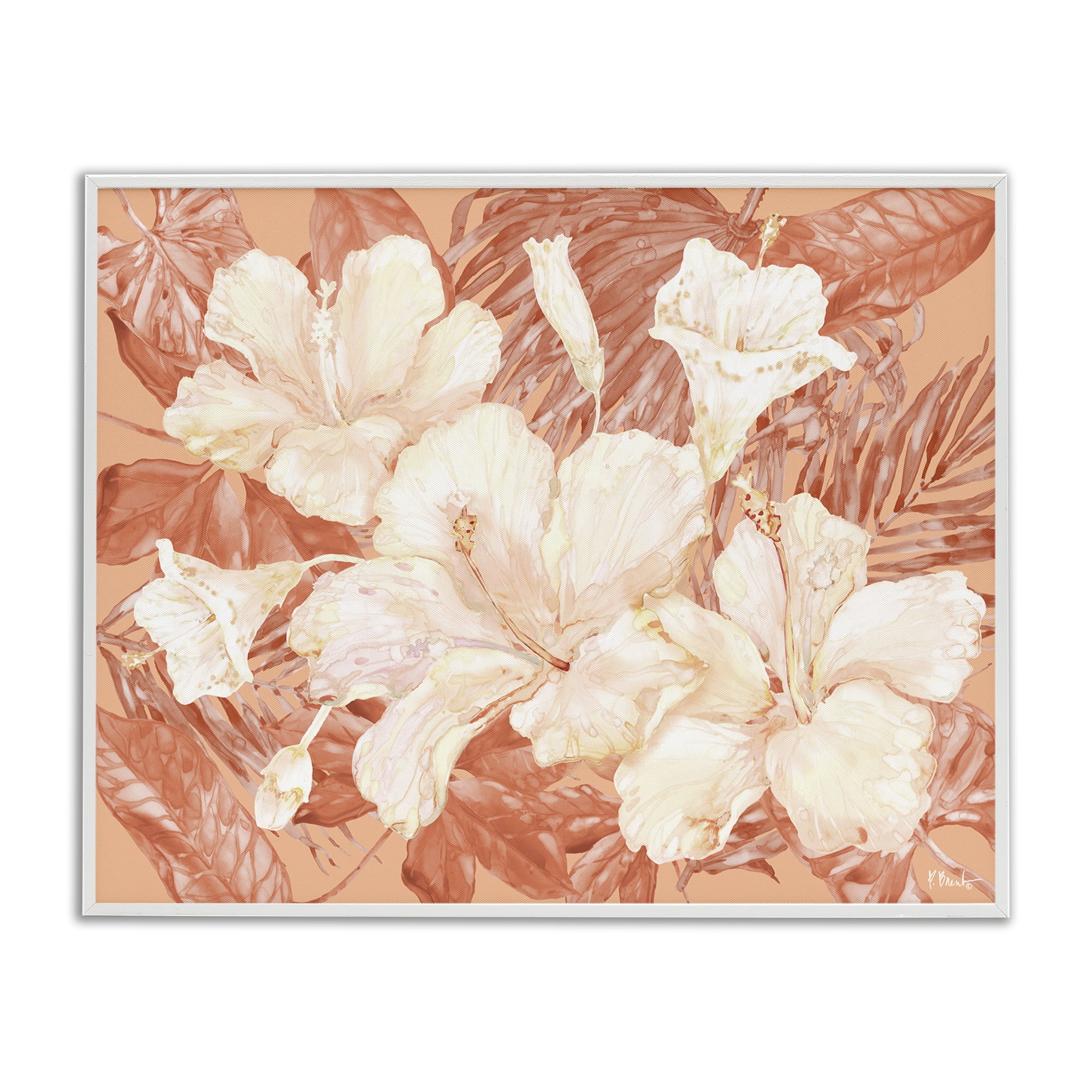 Stupell Industries Bright Hibiscus Bundle Plants & Flowers Painting White Framed Art Print Wall Art, 20 x 16
