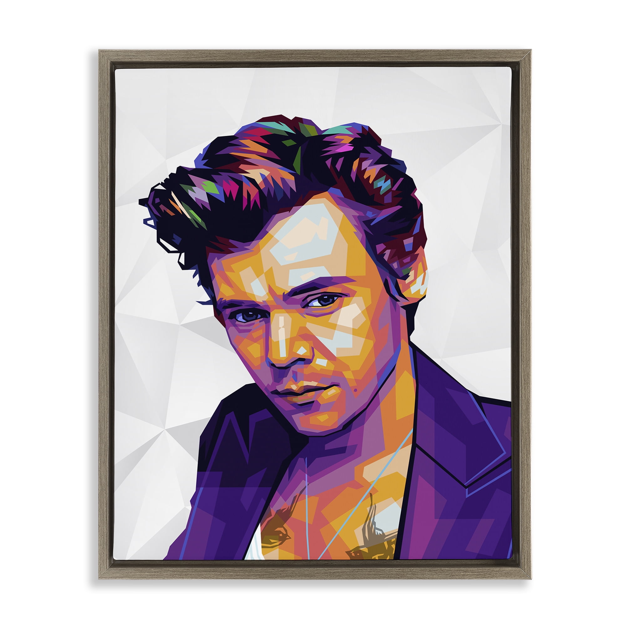 Stupell Industries Bright Hued Harry People Painting Brown Floater Framed Canvas Art Print Wall Art, 17 x 21